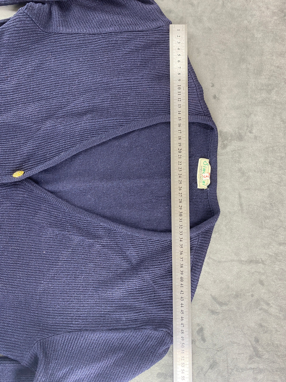 Cardigan blu a coste con tasche Simoni vintage – Donna Taglia L (IT 44)