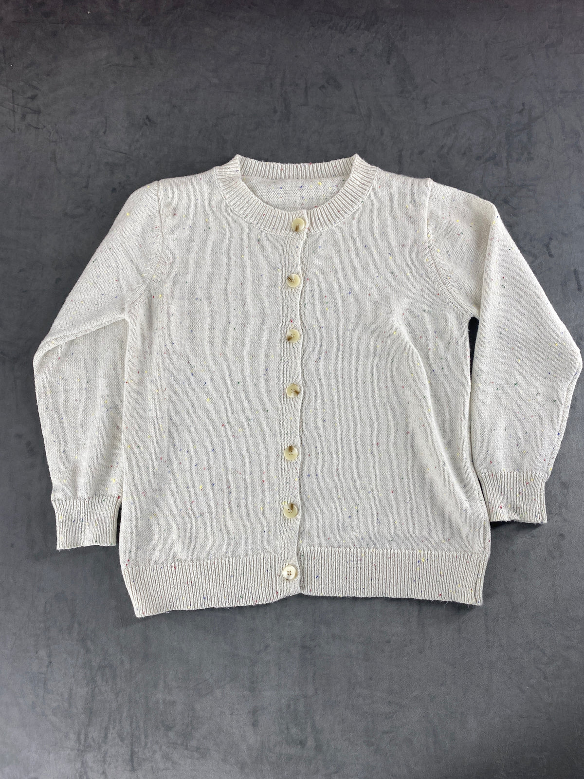 Cardigan panna puntinato girocollo vintage – Donna Taglia L (IT 44)