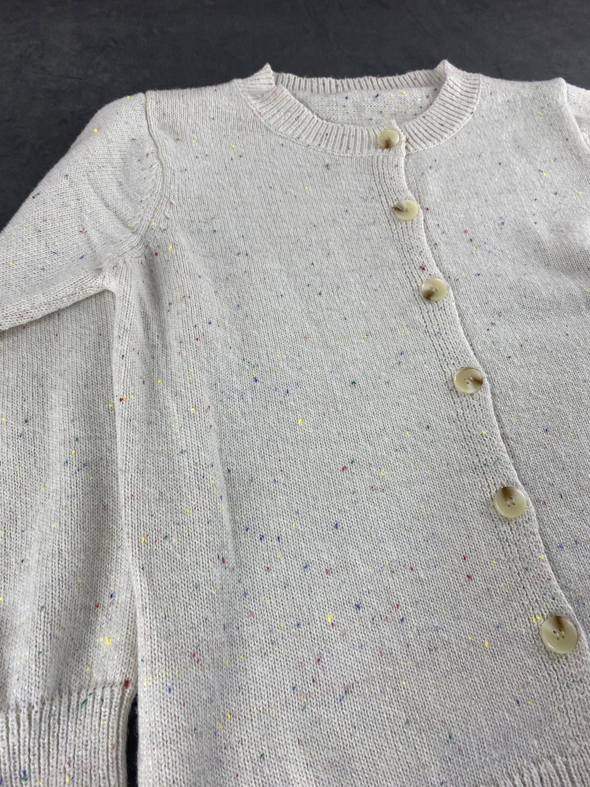 Cardigan panna puntinato girocollo vintage – Donna Taglia L (IT 44)