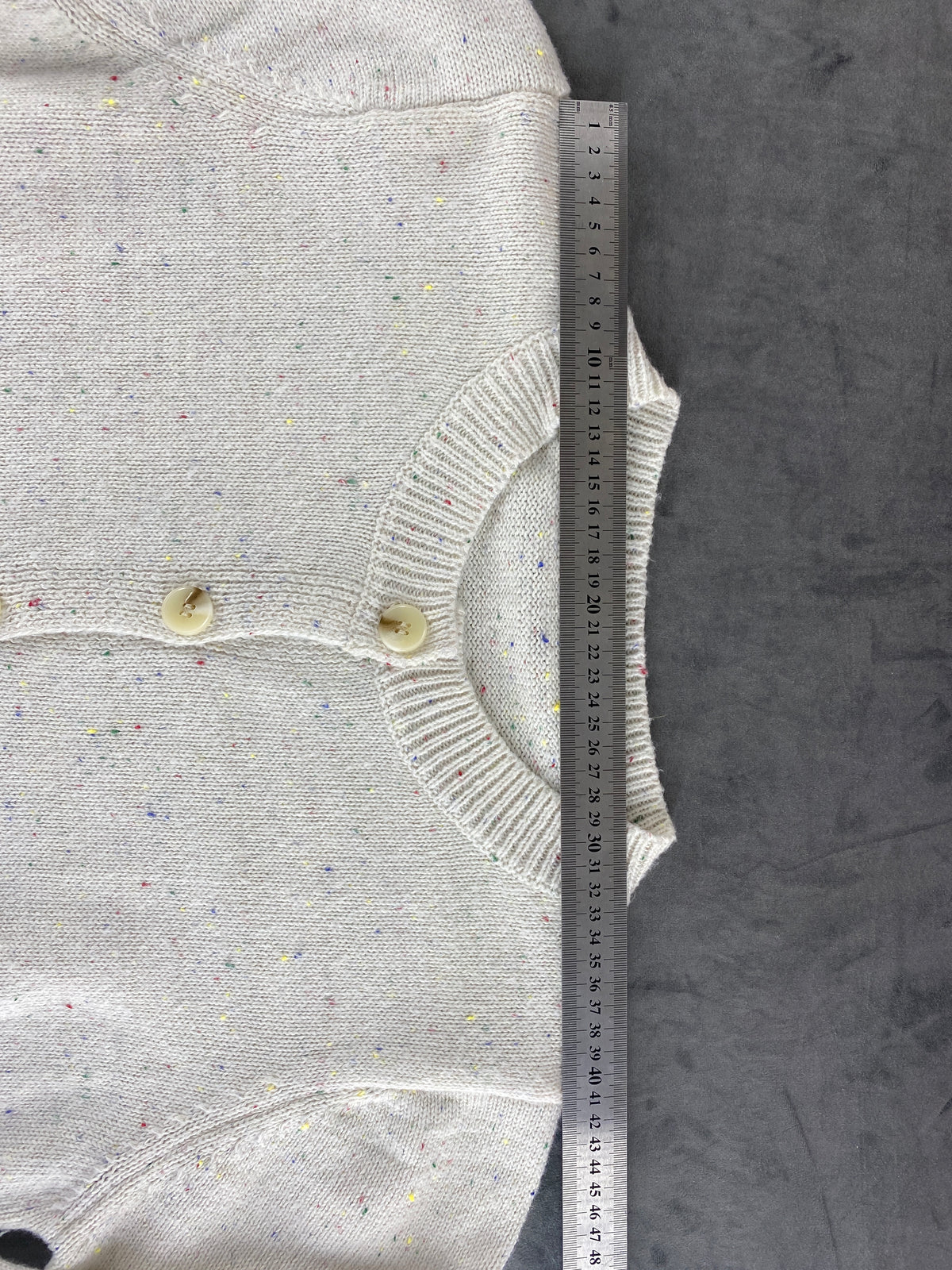 Cardigan panna puntinato girocollo vintage – Donna Taglia L (IT 44)