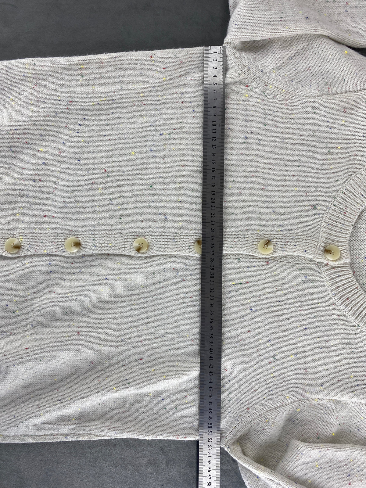 Cardigan panna puntinato girocollo vintage – Donna Taglia L (IT 44)