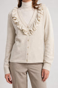 Cardigan panna con rouches Musetti vintage – Donna Taglia M (IT 42)