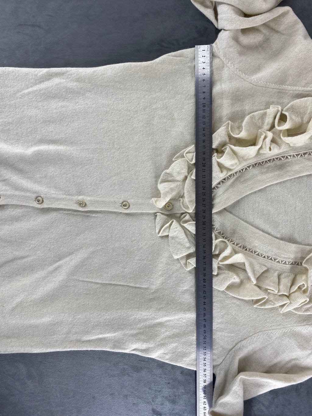 Cardigan panna con rouches Musetti vintage – Donna Taglia M (IT 42)