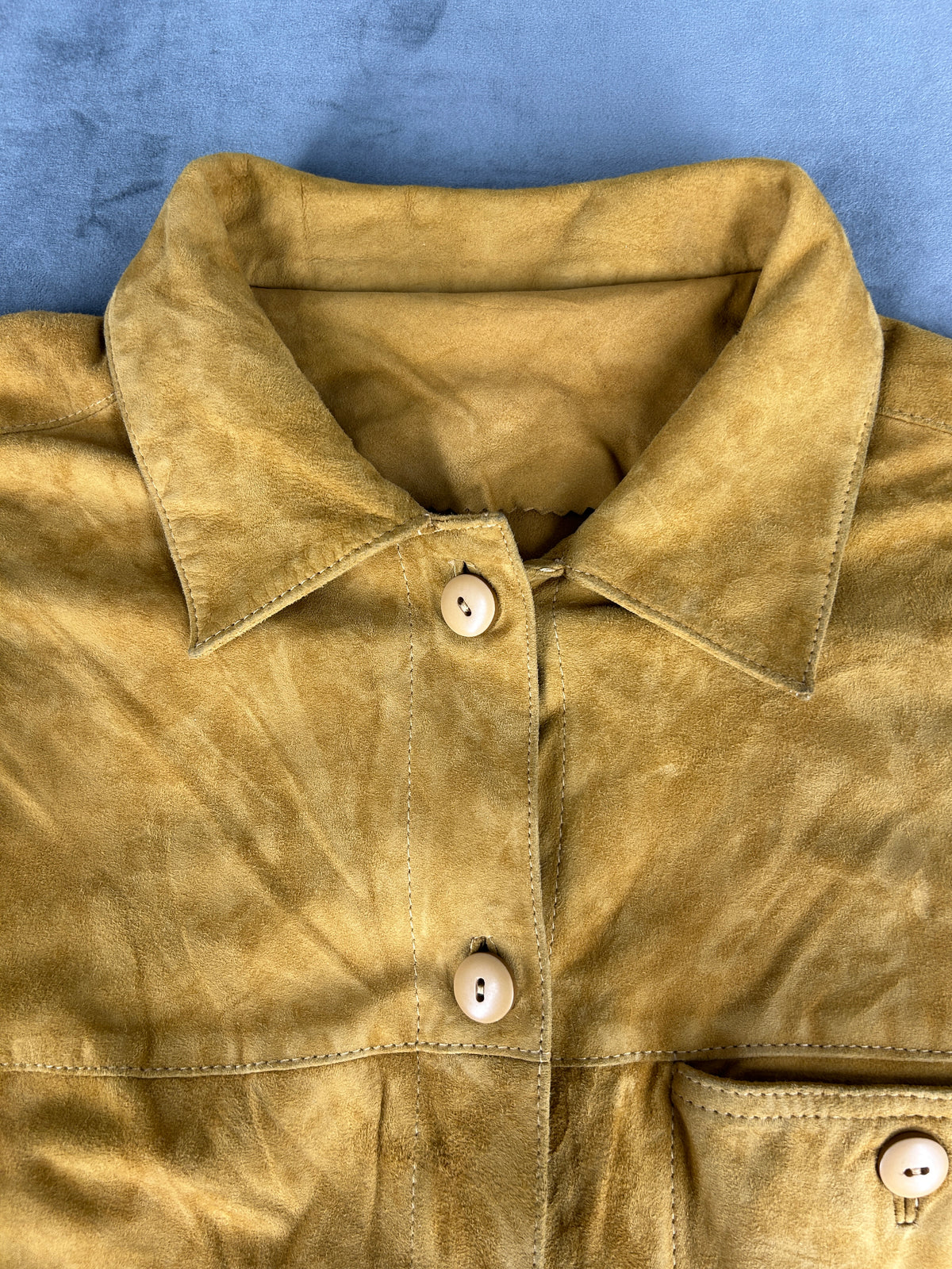 Giacca in camoscio senape con colletto vintage – Donna Taglia L (IT 44)
