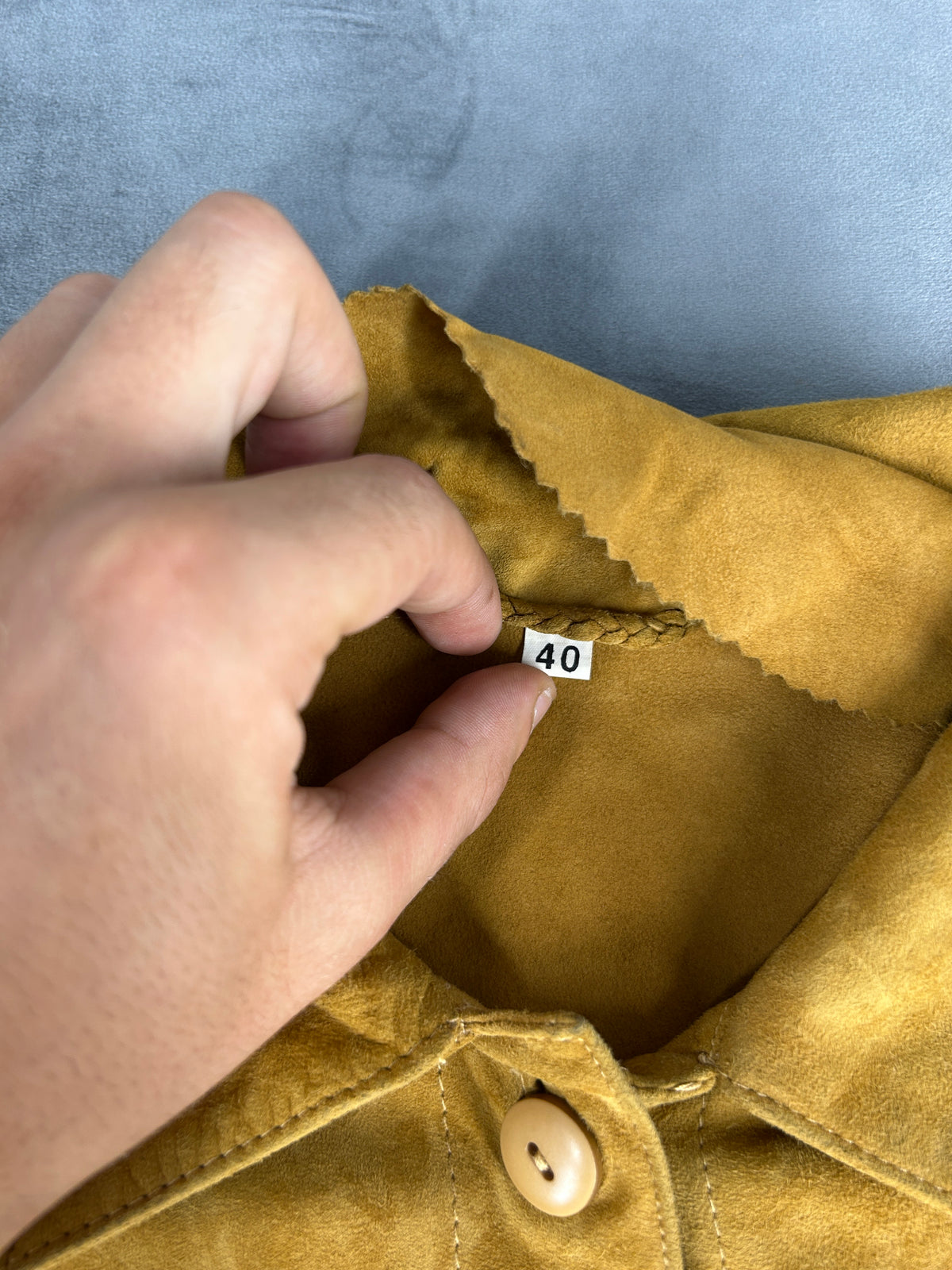 Giacca in camoscio senape con colletto vintage – Donna Taglia L (IT 44)