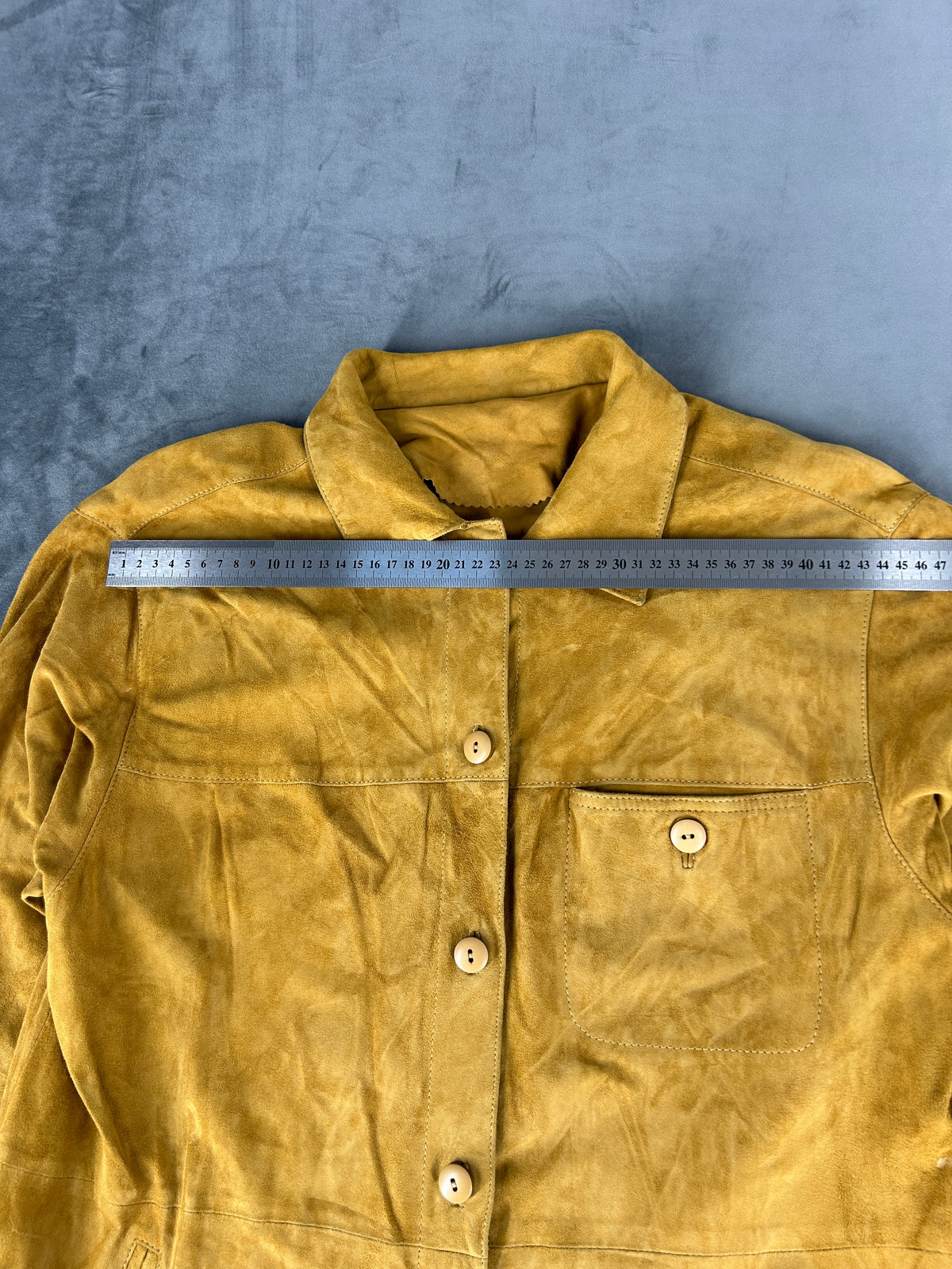 Giacca in camoscio senape con colletto vintage – Donna Taglia L (IT 44)