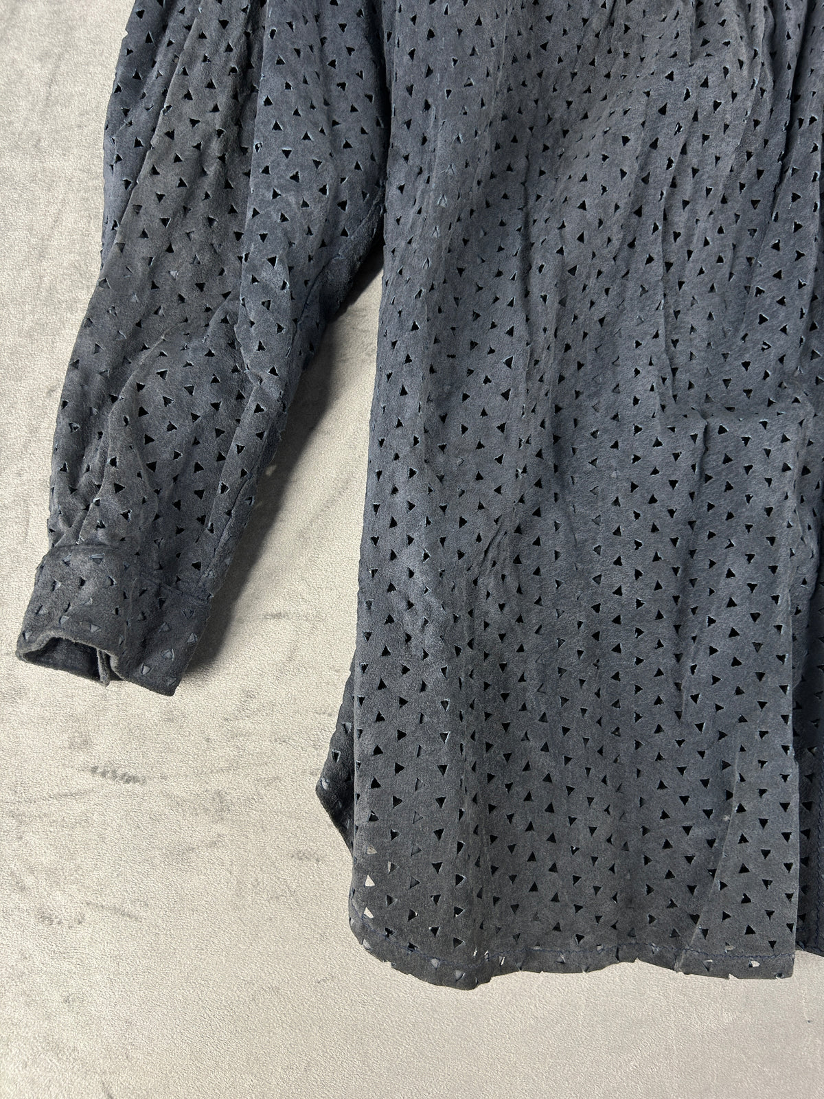 Camicia in camoscio traforato grigia vintage – Donna Taglia L (IT 44)