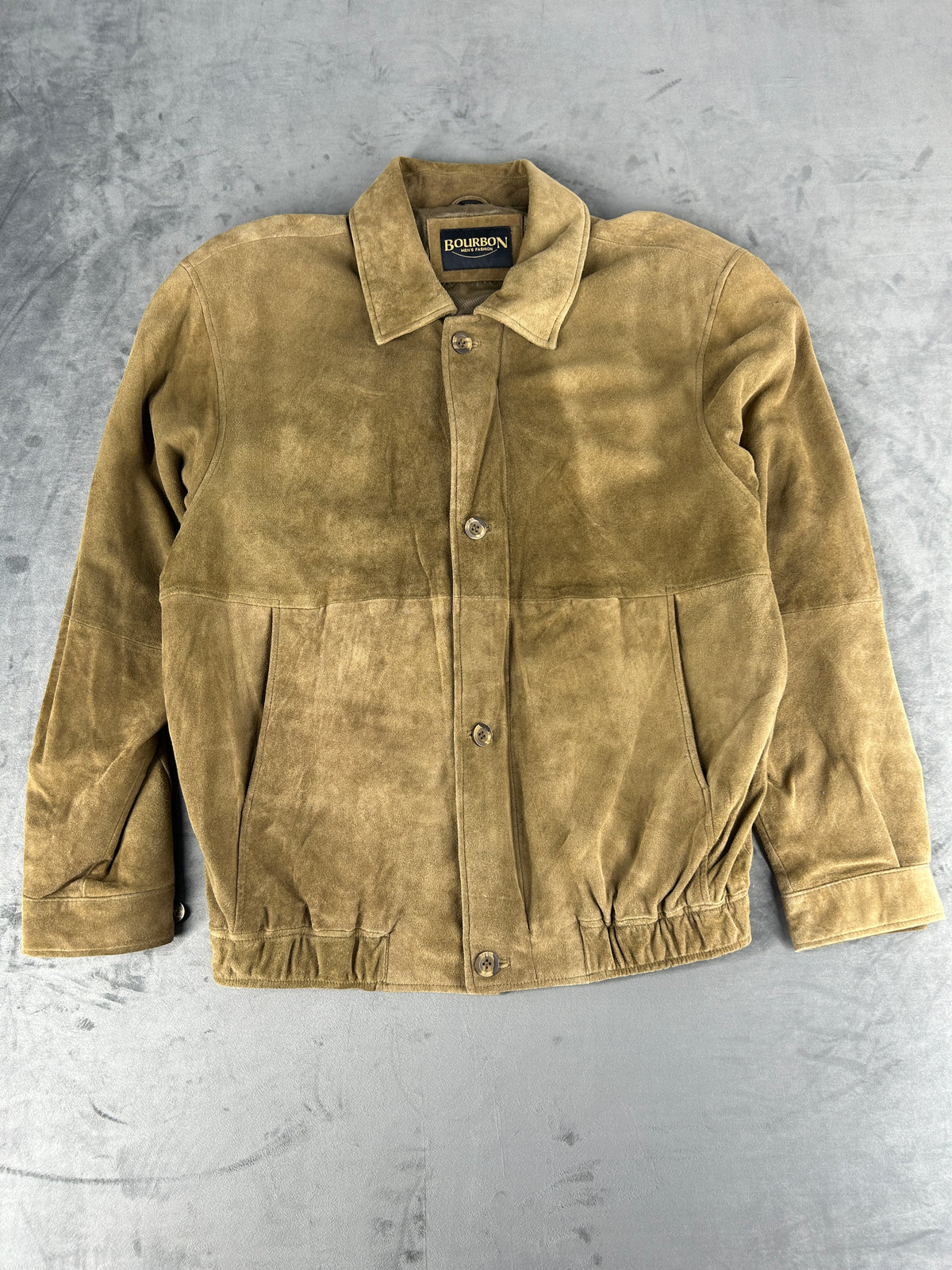Giacca in camoscio cammello Bourbon vintage – Uomo Taglia M (IT 48)