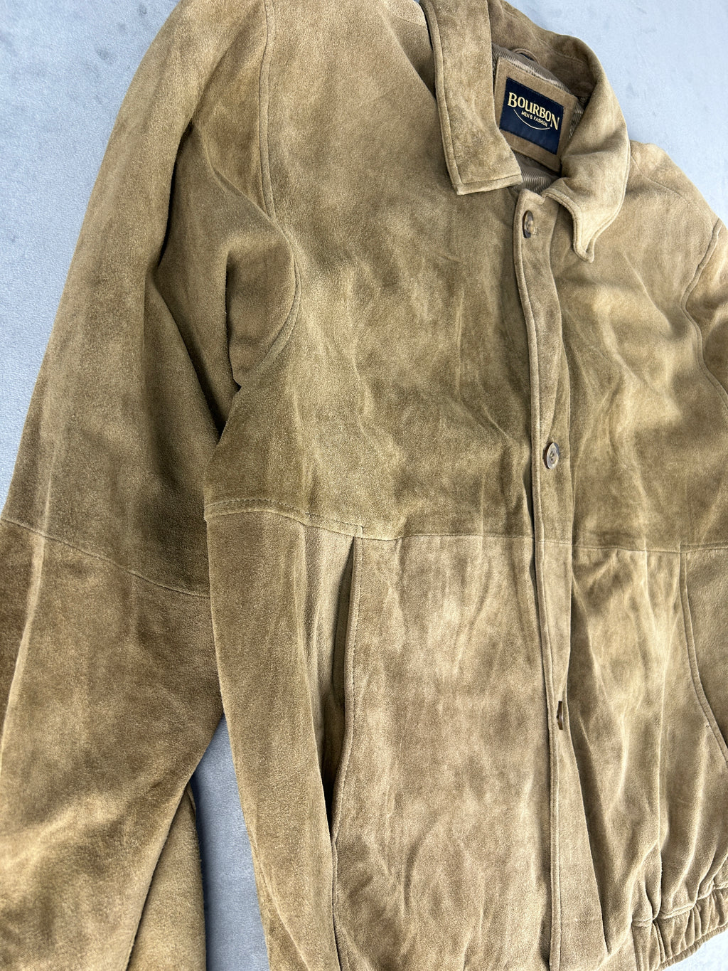 Giacca in camoscio cammello Bourbon vintage – Uomo Taglia M (IT 48)