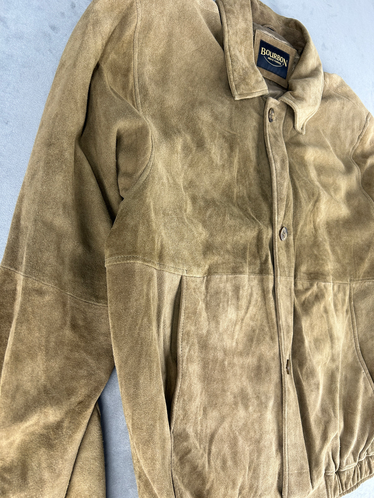 Giacca in camoscio cammello Bourbon vintage – Uomo Taglia M (IT 48)