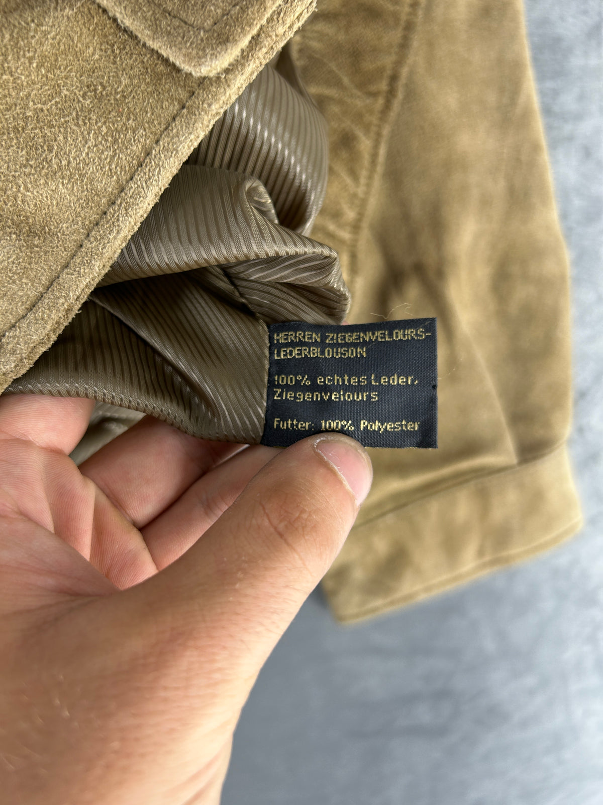 Giacca in camoscio cammello Bourbon vintage – Uomo Taglia M (IT 48)