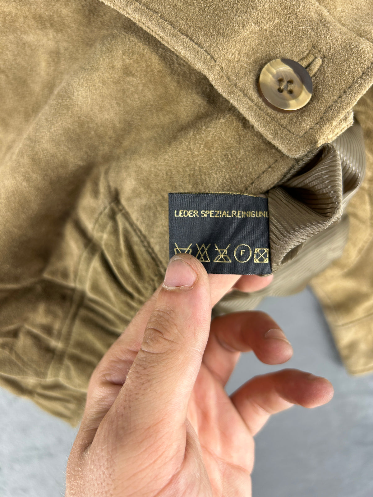 Giacca in camoscio cammello Bourbon vintage – Uomo Taglia M (IT 48)