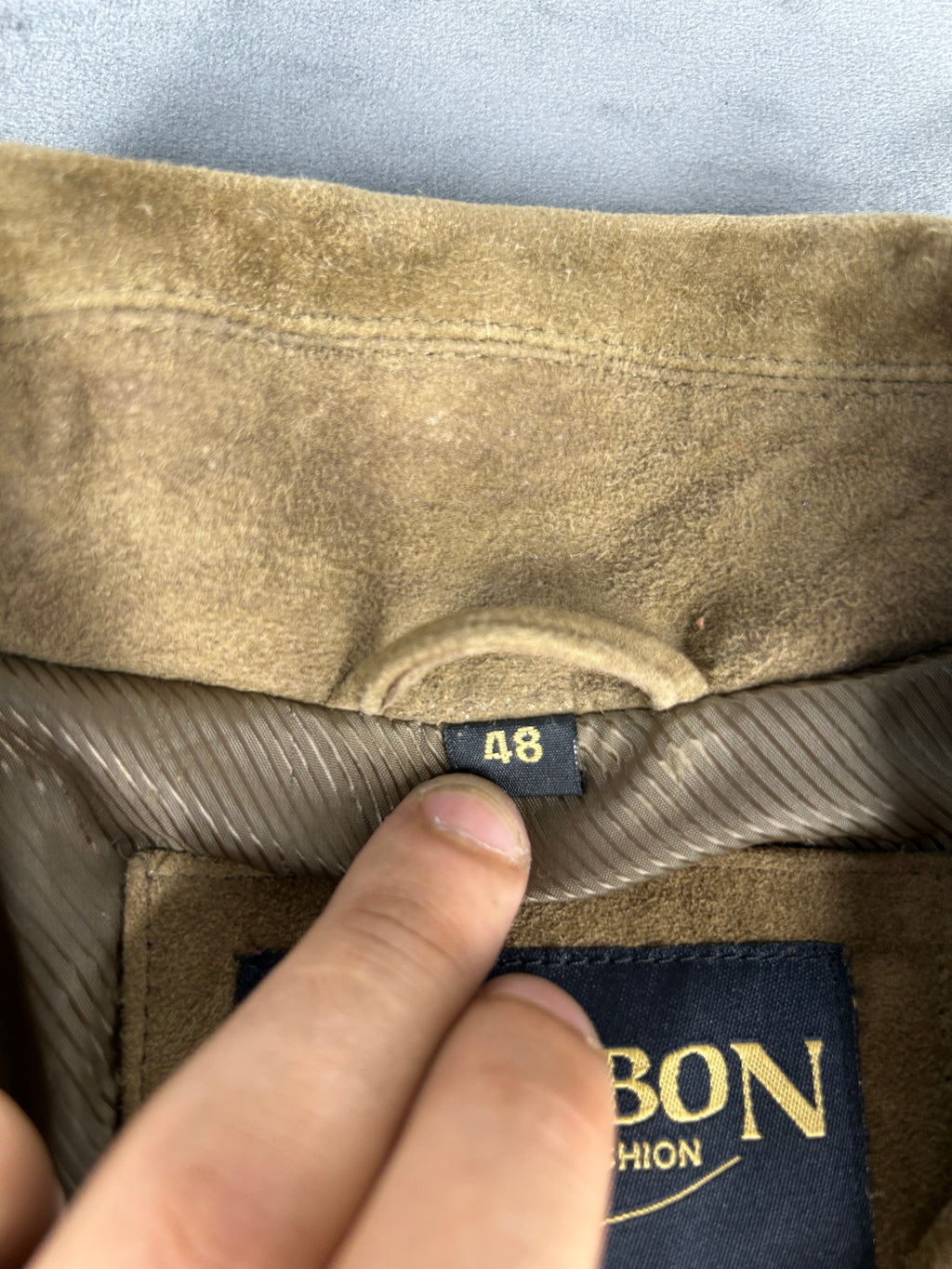 Giacca in camoscio cammello Bourbon vintage – Uomo Taglia M (IT 48)