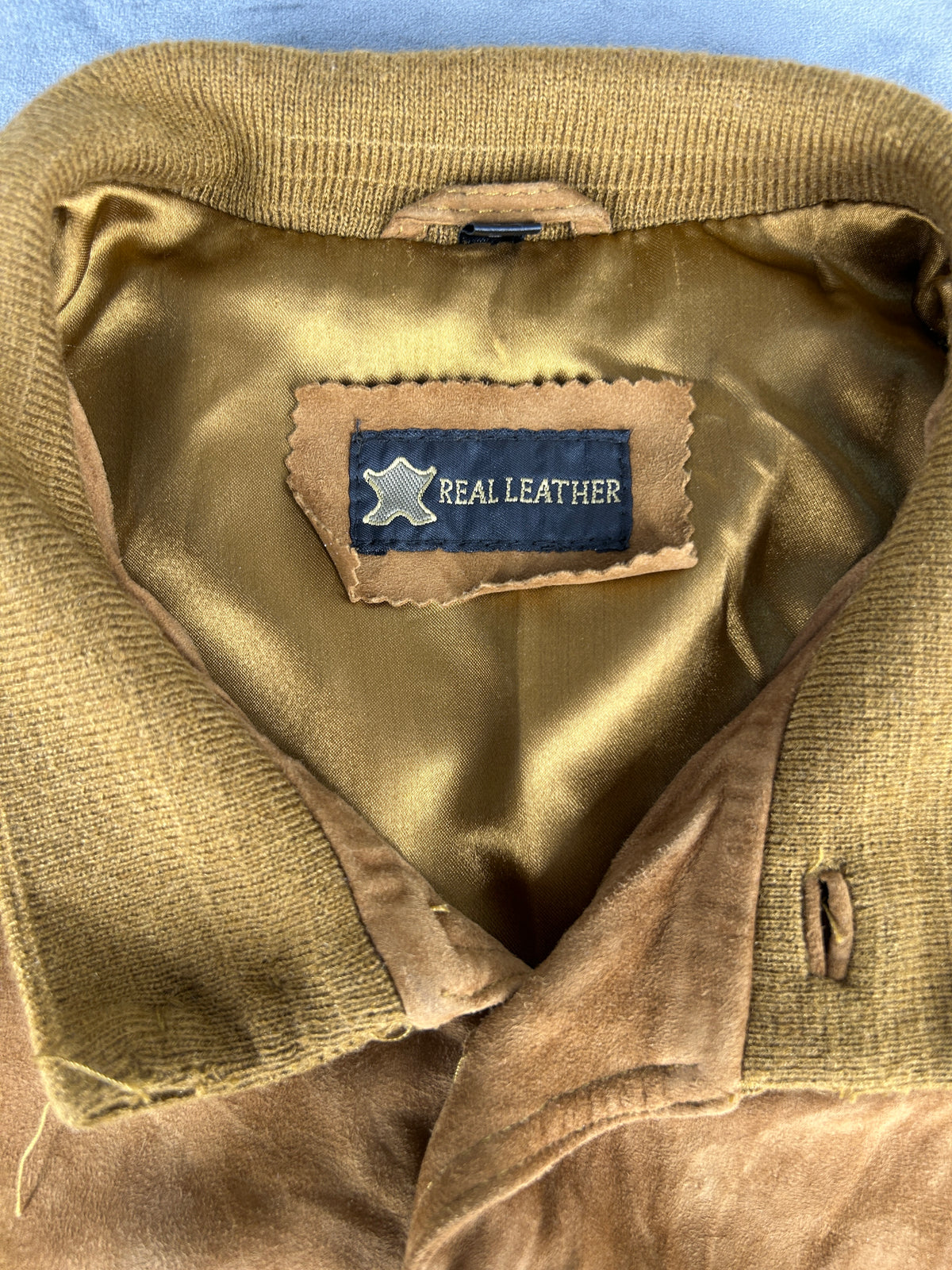 Bomber in camoscio senape vintage – Uomo Taglia XL (IT 54)