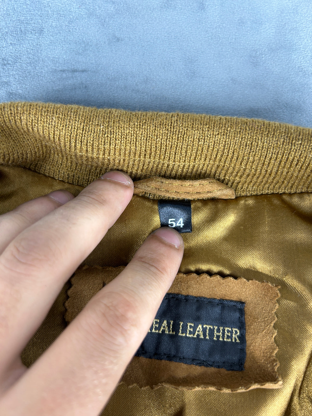 Bomber in camoscio senape vintage – Uomo Taglia XL (IT 54)