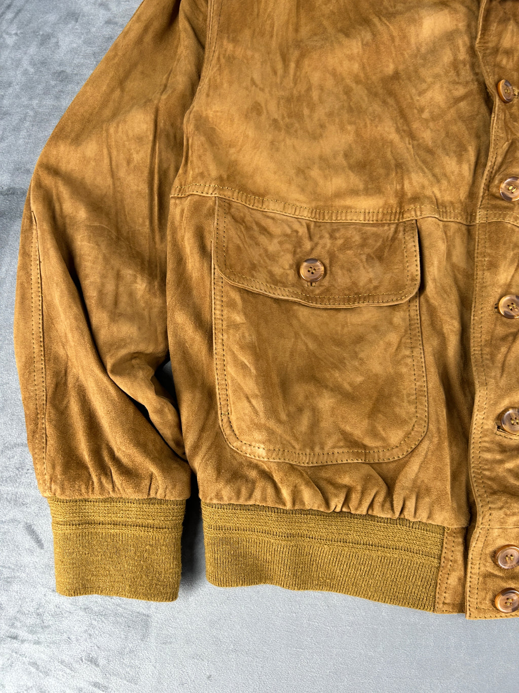 Bomber in camoscio senape vintage – Uomo Taglia XL (IT 54)