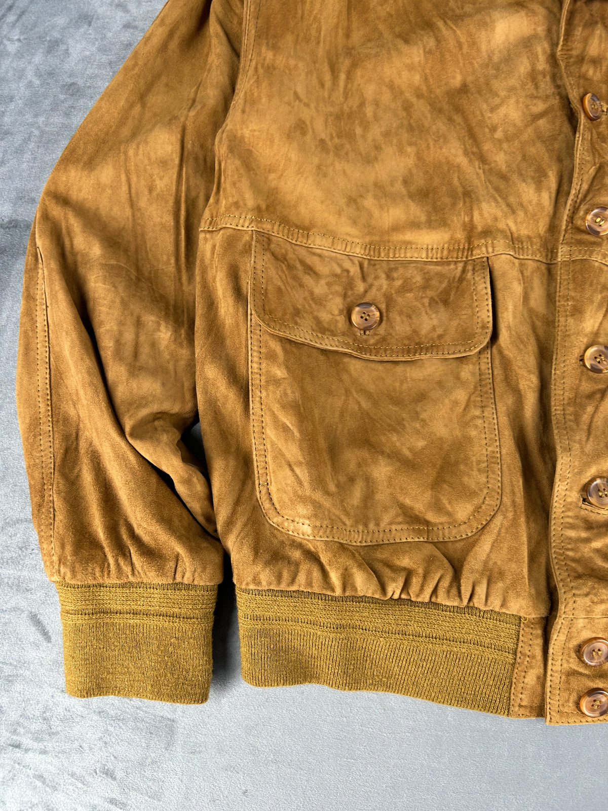 Bomber in camoscio senape vintage – Uomo Taglia XL (IT 54)