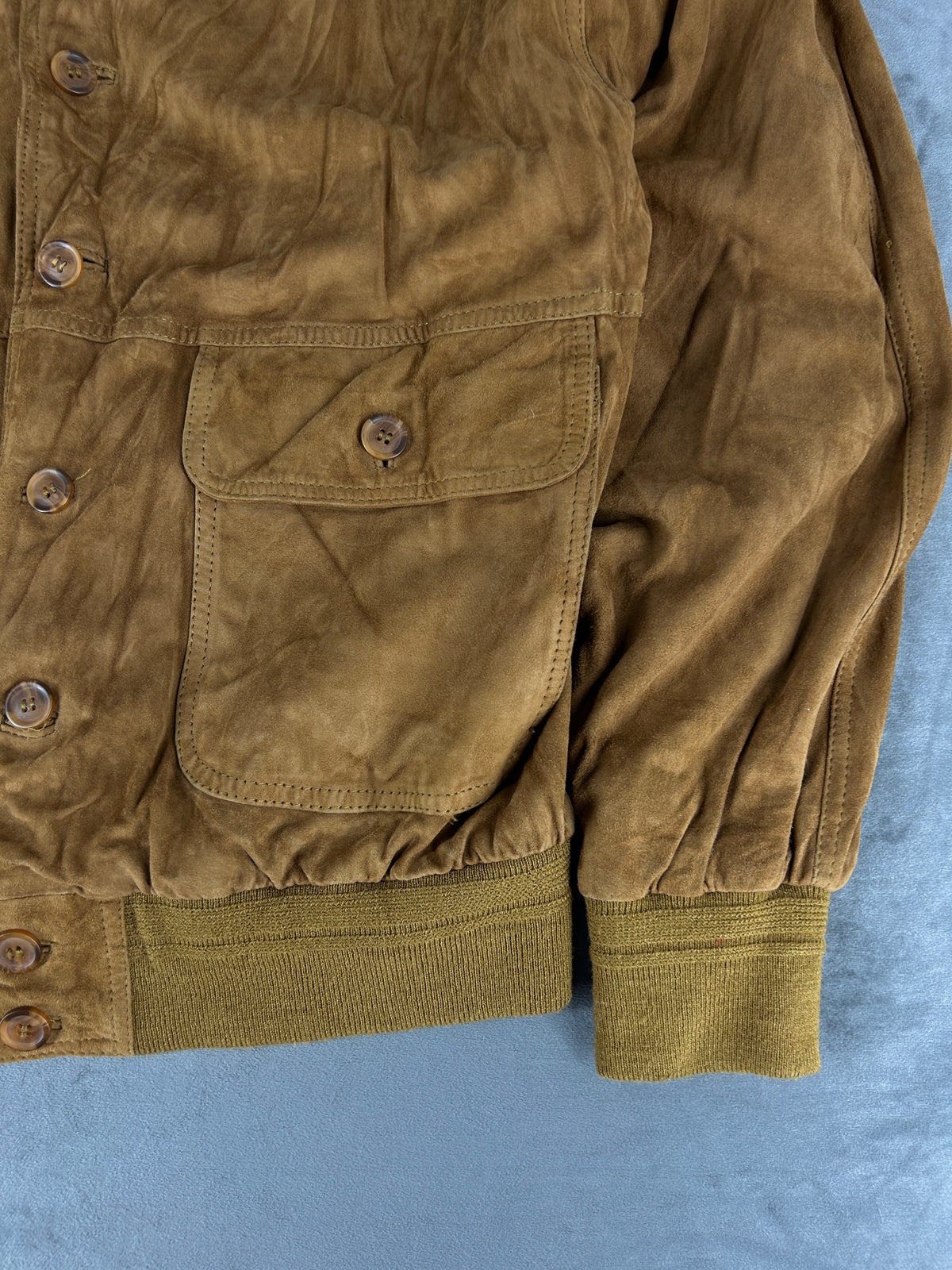 Bomber in camoscio senape vintage – Uomo Taglia XL (IT 54)