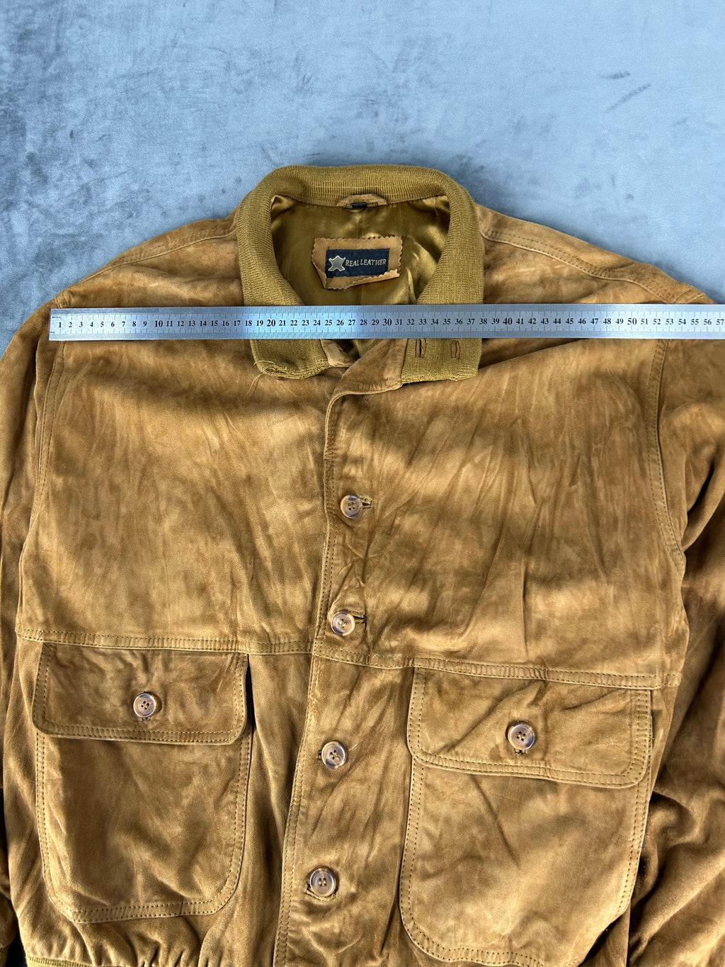 Bomber in camoscio senape vintage – Uomo Taglia XL (IT 54)