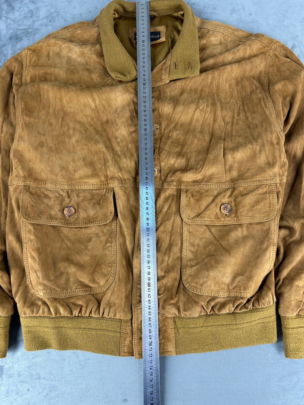 Bomber in camoscio senape vintage – Uomo Taglia XL (IT 54)
