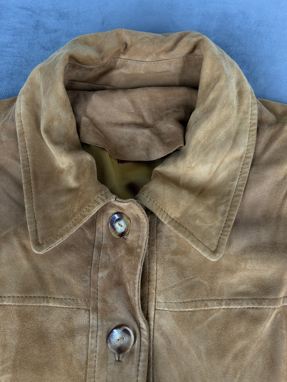 Giacca lunga in camoscio senape Elekta vintage – Donna Taglia L (IT 44)