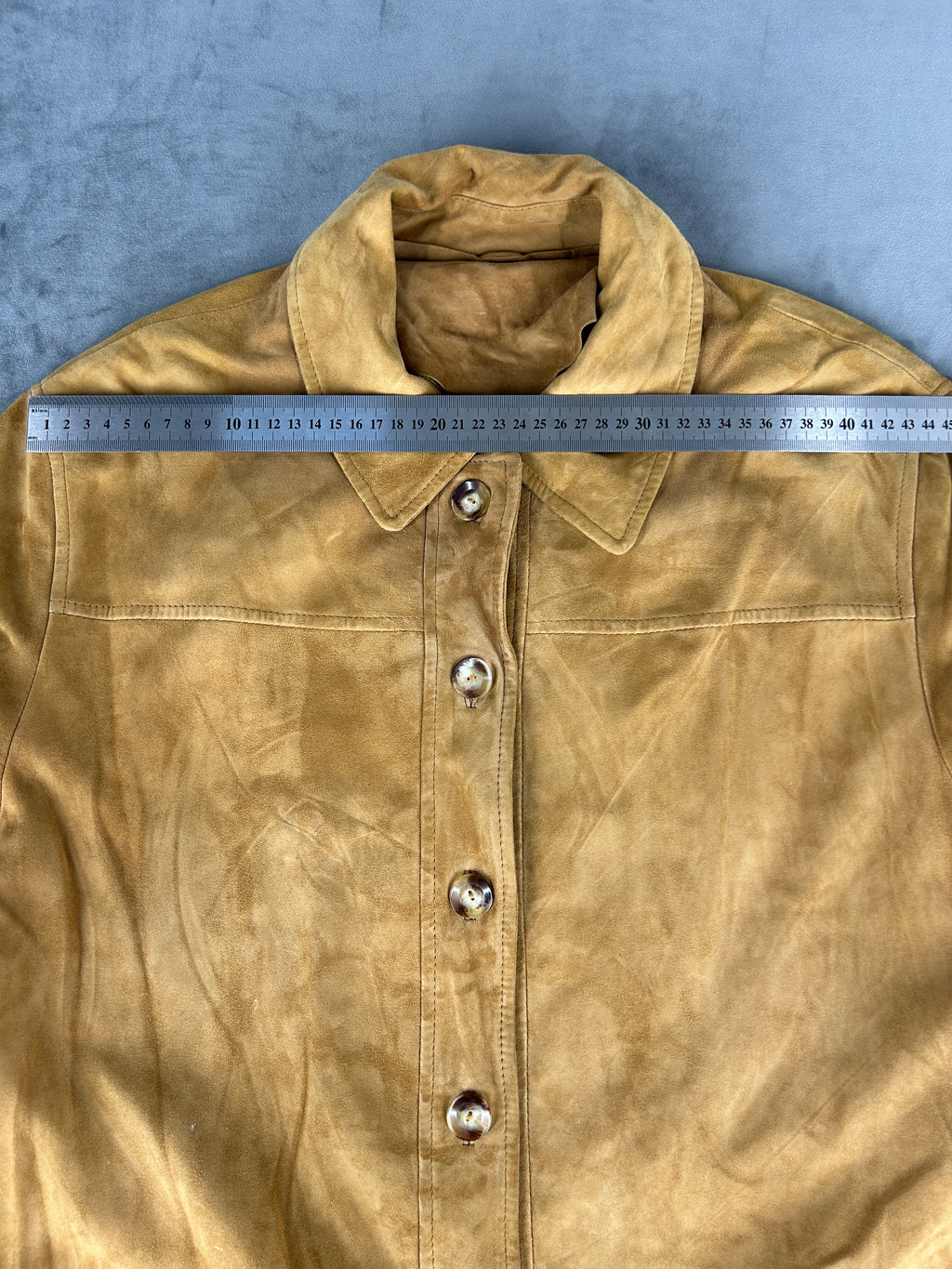 Giacca lunga in camoscio senape Elekta vintage – Donna Taglia L (IT 44)