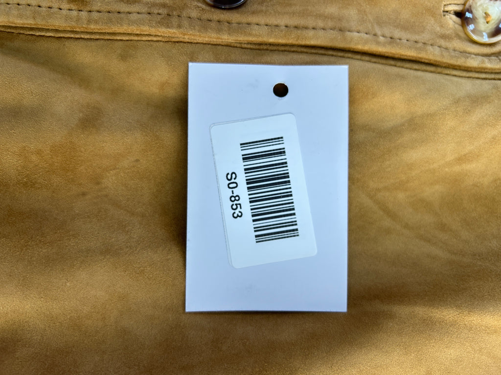 Giacca lunga in camoscio senape Elekta vintage – Donna Taglia L (IT 44)