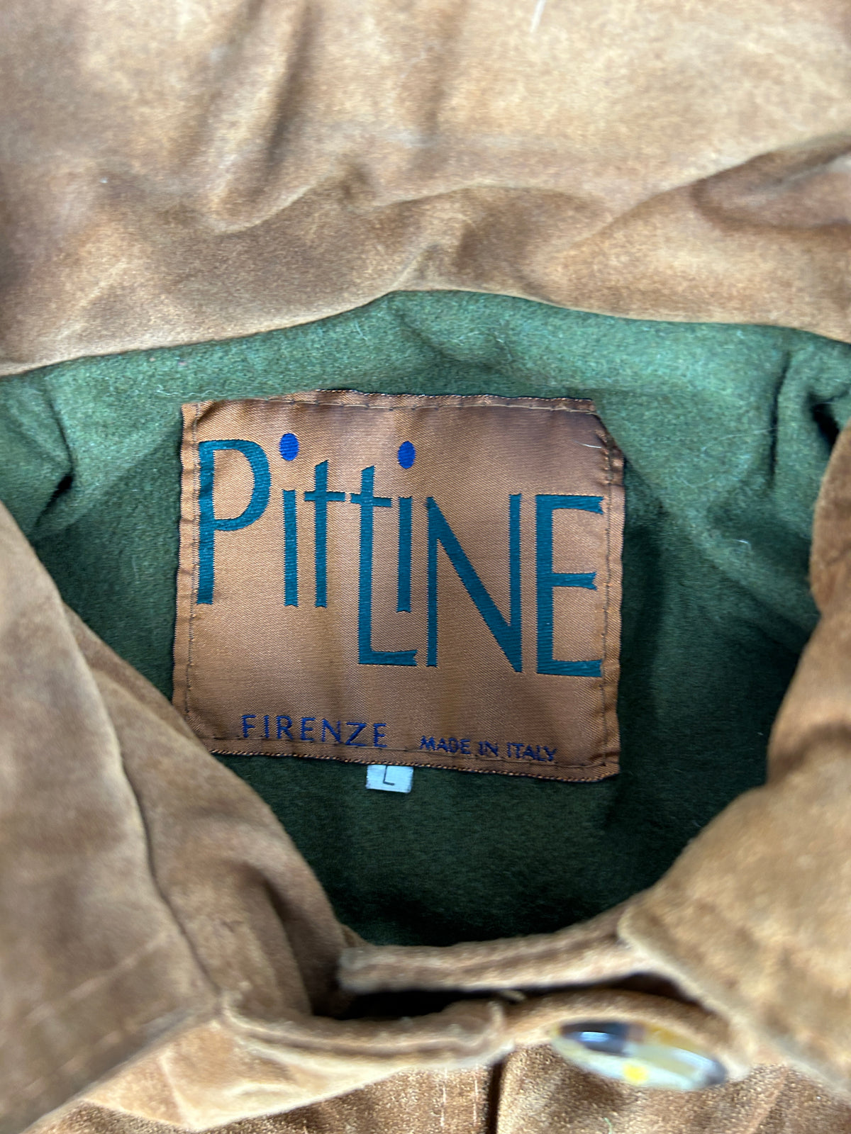 Cappotto in camoscio cuoio con collo in pelliccia Pitti Line vintage – Donna Taglia L (IT 44)