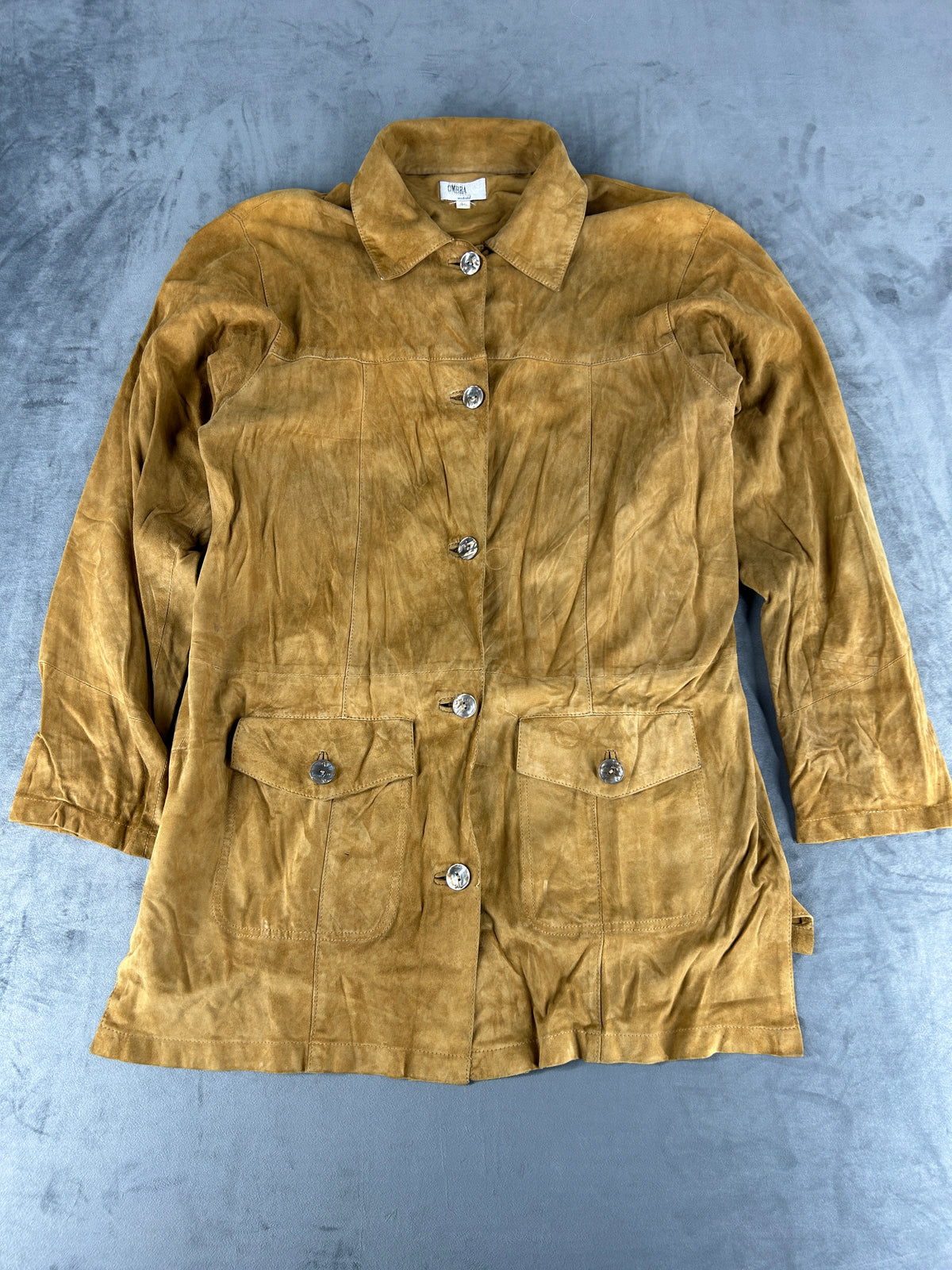 Giacca in camoscio senape con cintura Ombra vintage – Donna Taglia L (IT 44)