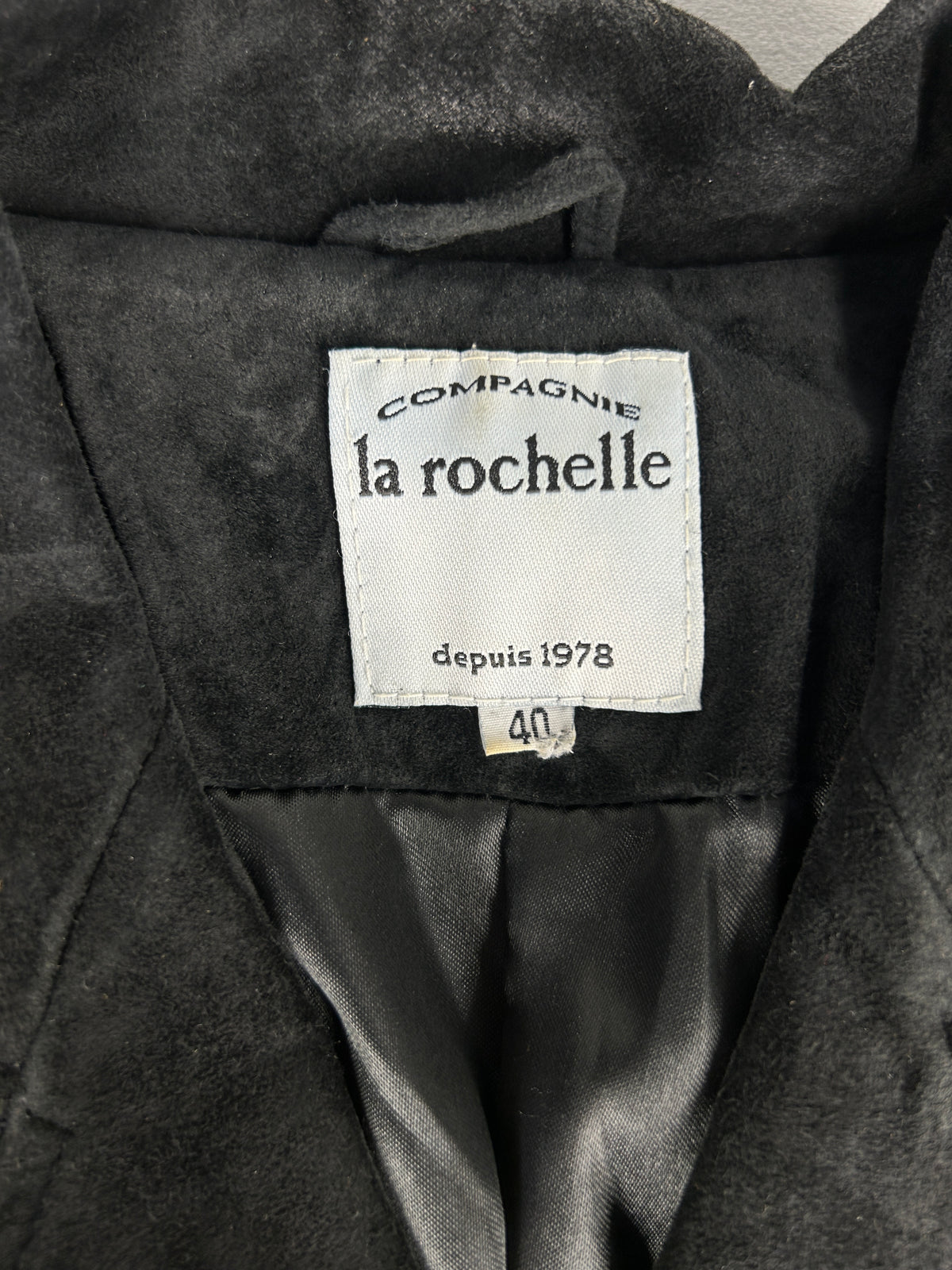 Cappottino in camoscio nero Compagnie La Rochelle vintage – Donna Taglia L (IT 44)