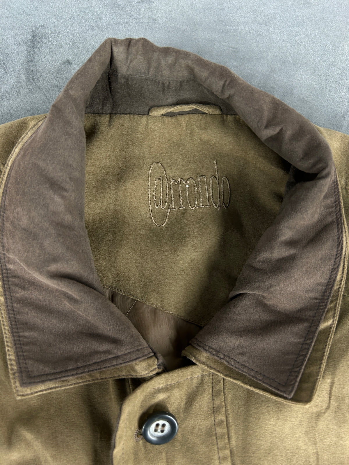 Giubbotto kaki con colletto in velluto vintage – Uomo Taglia XL