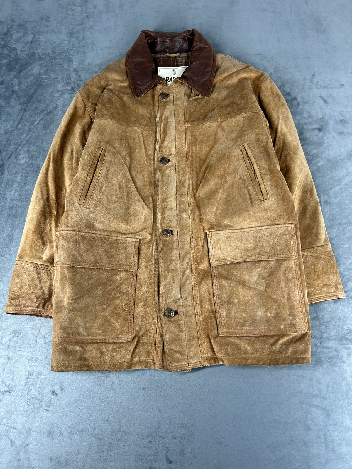 Field jacket in camoscio cammello Brasch vintage – Uomo Taglia L (IT 50)