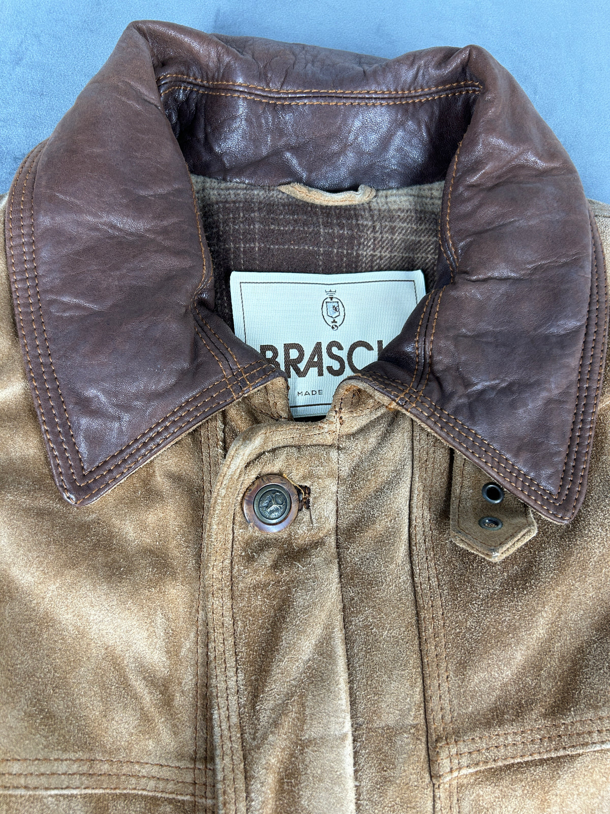 Field jacket in camoscio cammello Brasch vintage – Uomo Taglia L (IT 50)