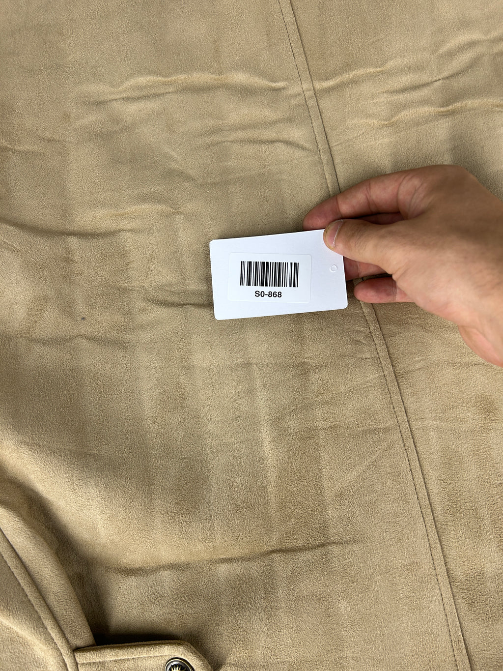 Giacca in nabuk beige con zip vintage – Uomo Taglia L