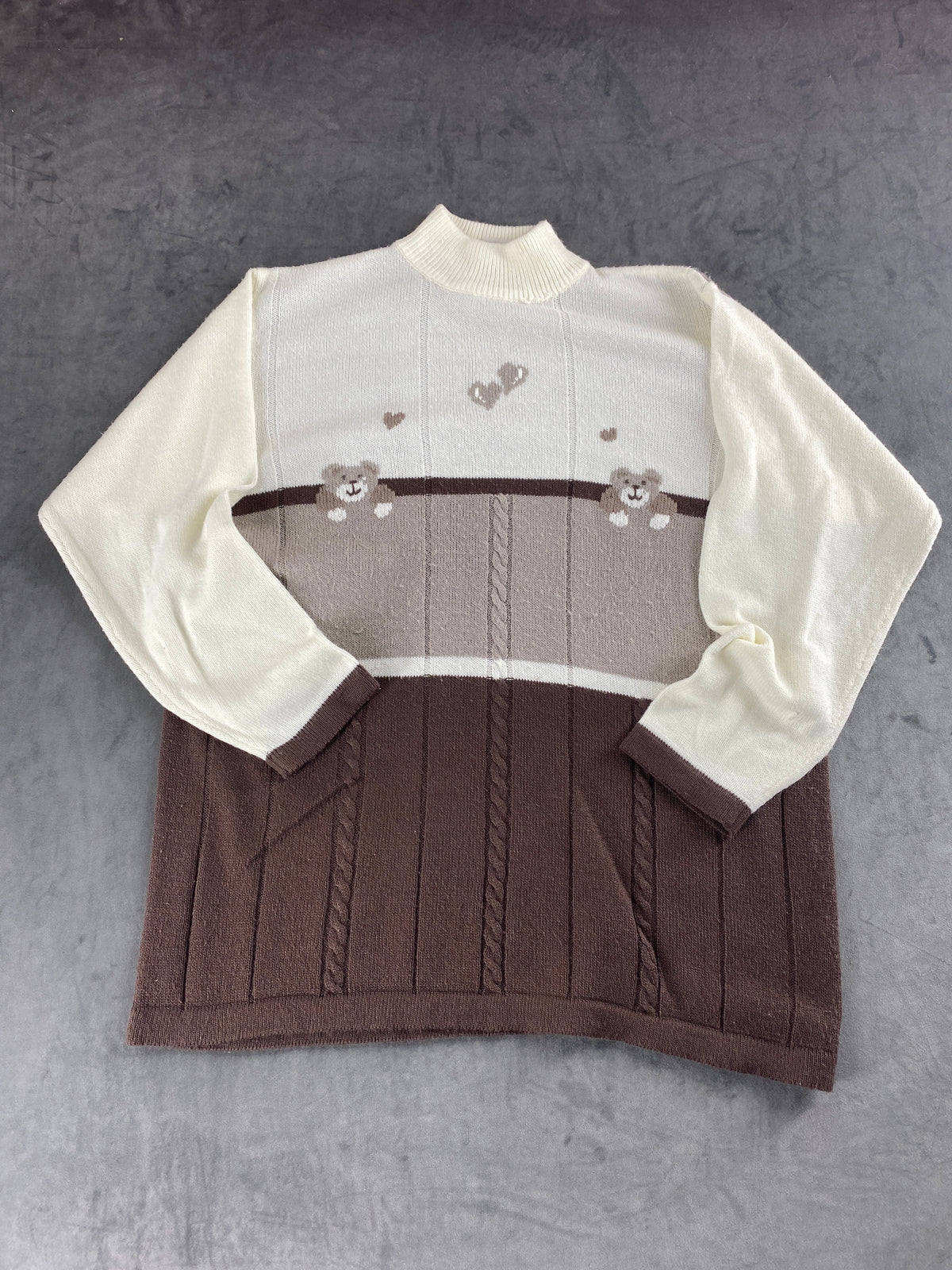 Abito in maglia color block con orsetti C&A vintage – Donna Taglia L (IT 44)