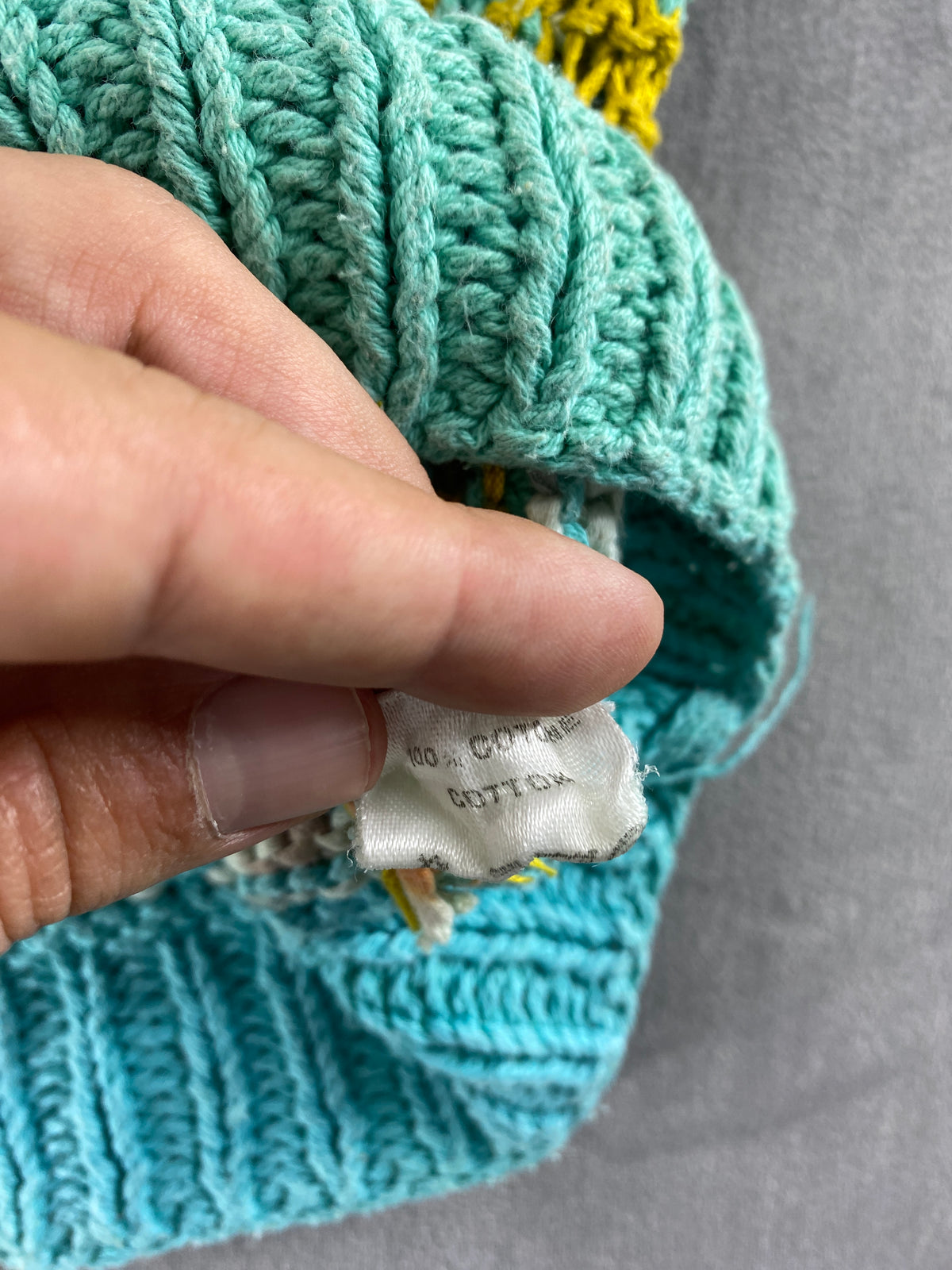 Maglia a maniche corte verde acqua e ocra vintage – Donna Taglia M (IT 42)