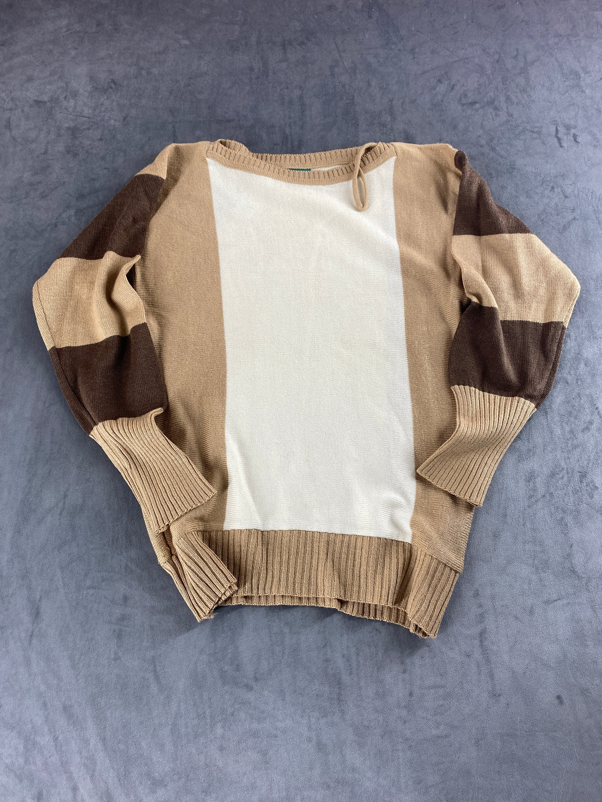 Maglione color block panna e cammello Canda vintage – Donna Taglia L (IT 44)