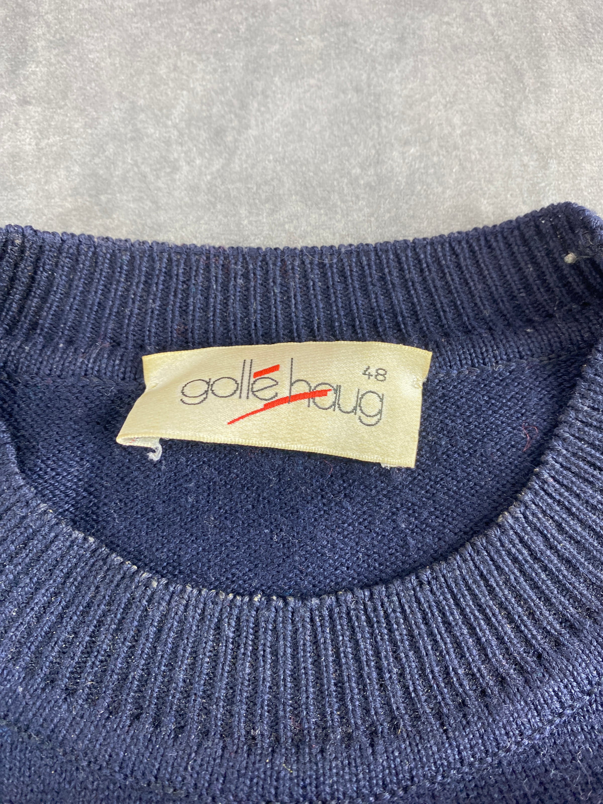 Maglione blu navy e verde con rombi geometrici vintage – Donna Taglia L (IT 44)