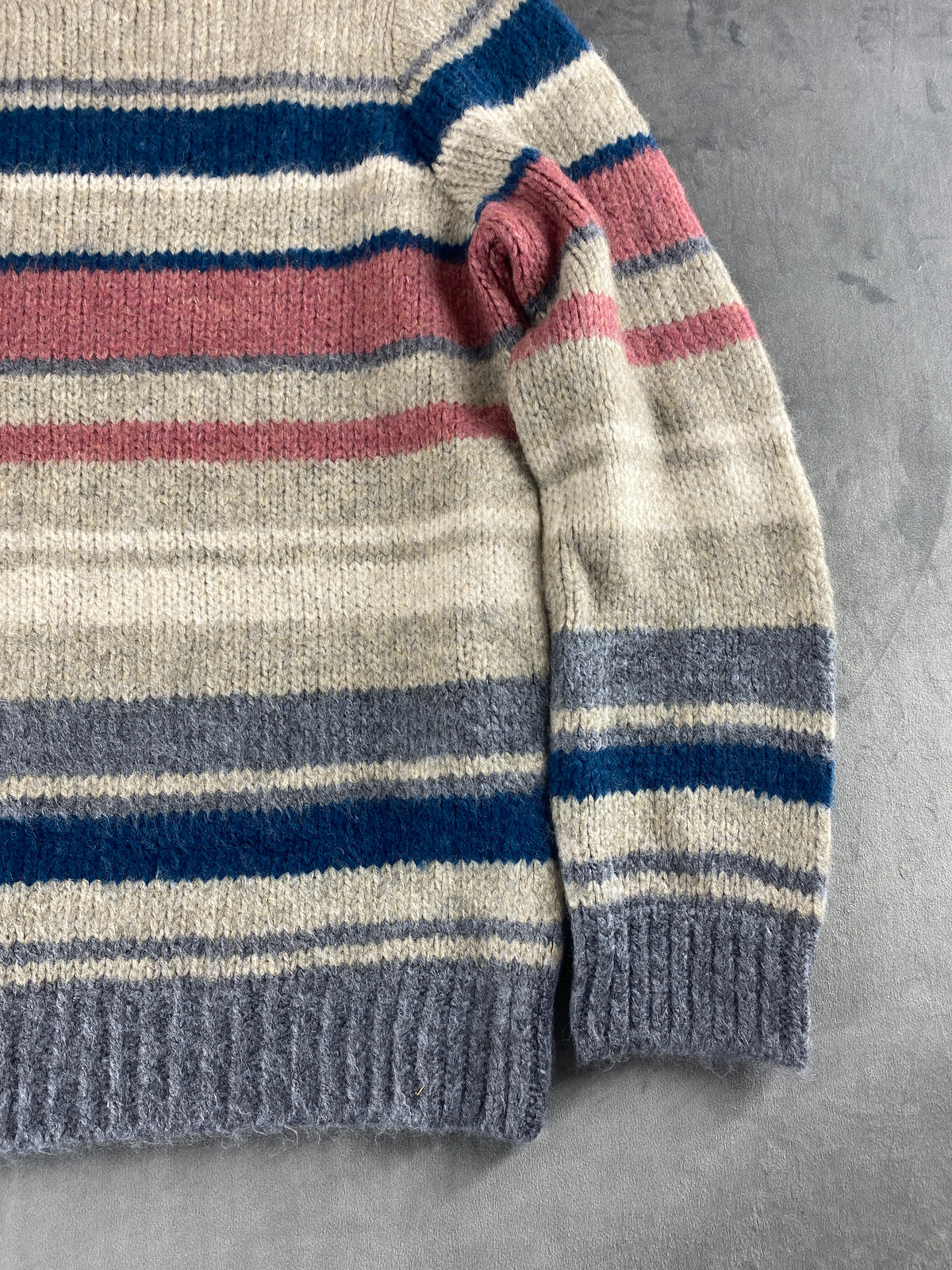 Maglione a righe panna, blu e rosa vintage – Donna Taglia M (IT 42)