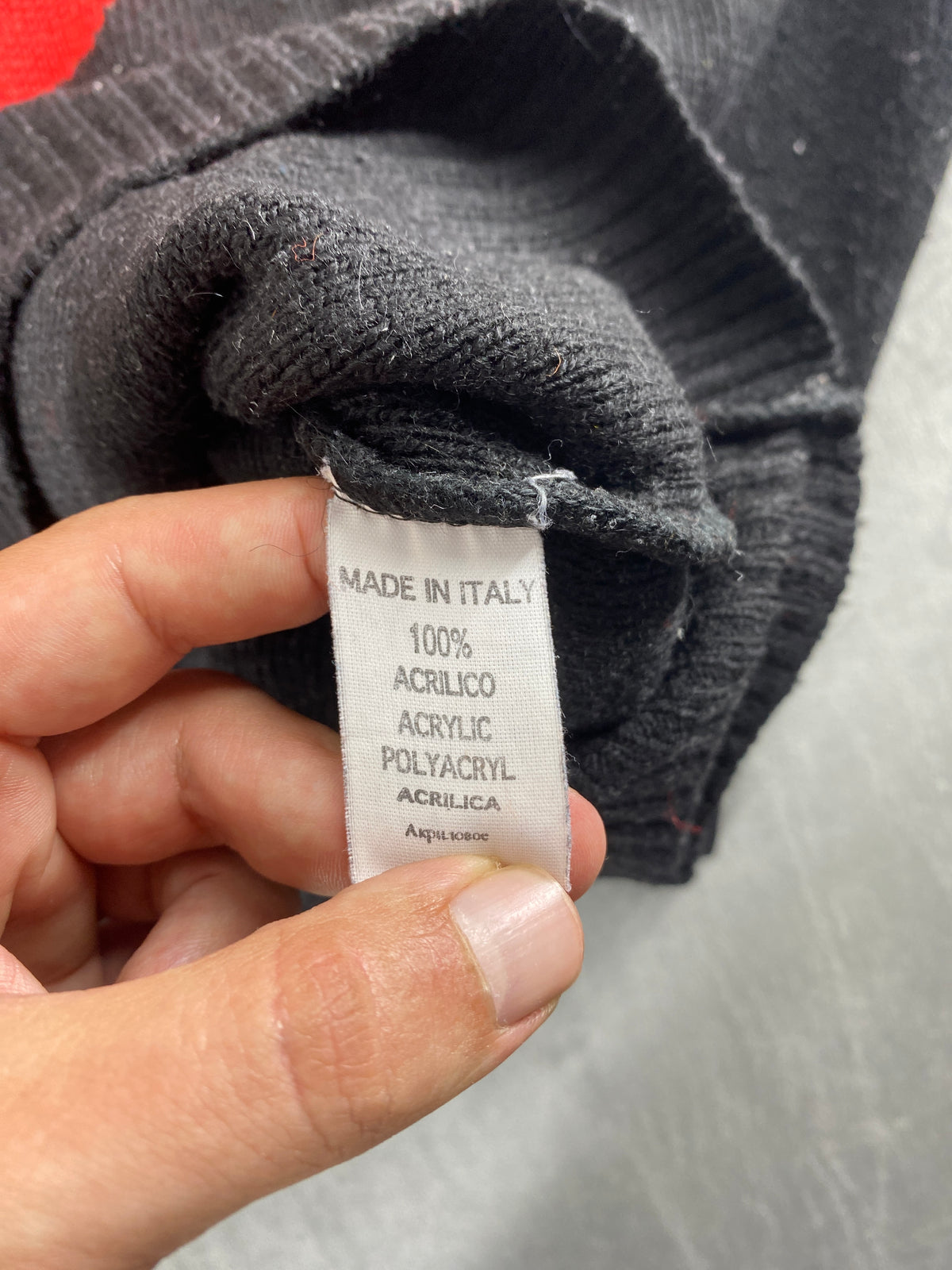 Maglione nero con rosa rossa jacquard vintage – Donna Taglia L (IT 44)