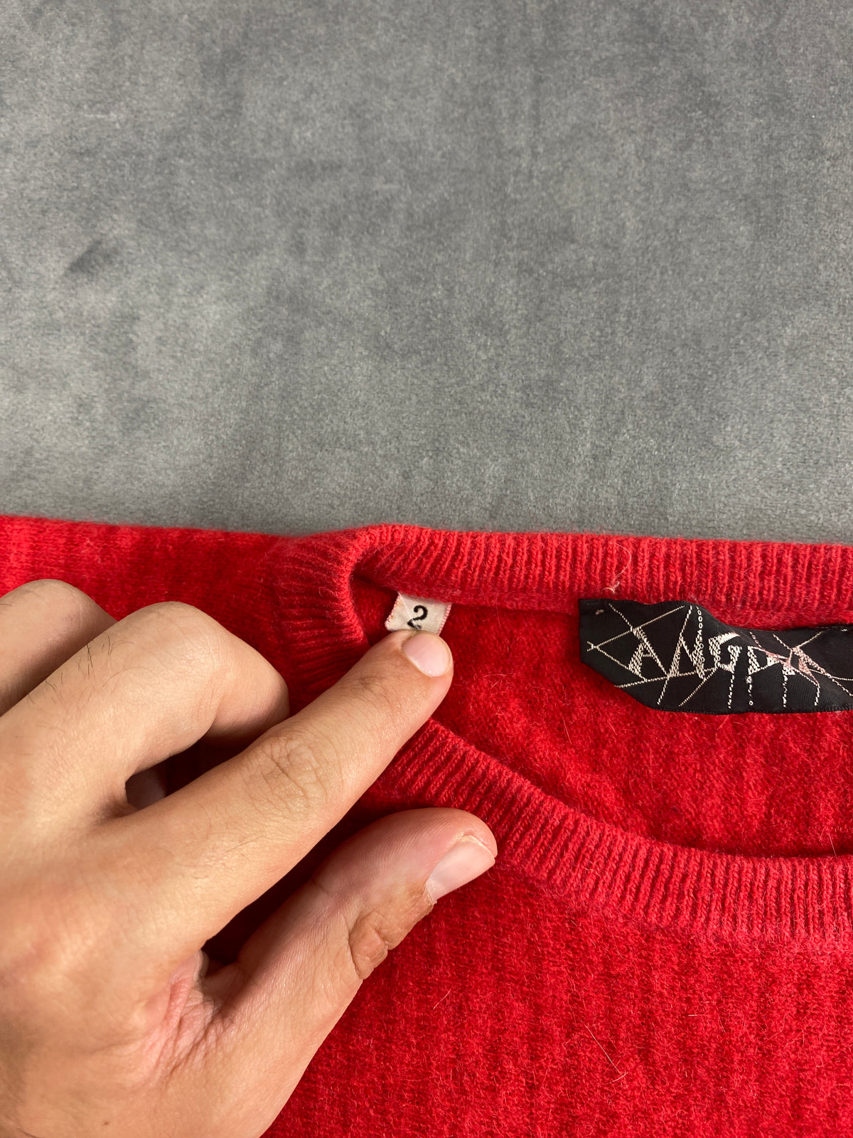 Maglione rosso corallo a coste con maniche a palloncino vintage – Donna Taglia L (IT 44)
