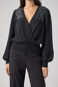 Maglione nero in mohair con paillettes vintage – Donna Taglia L (IT 44)