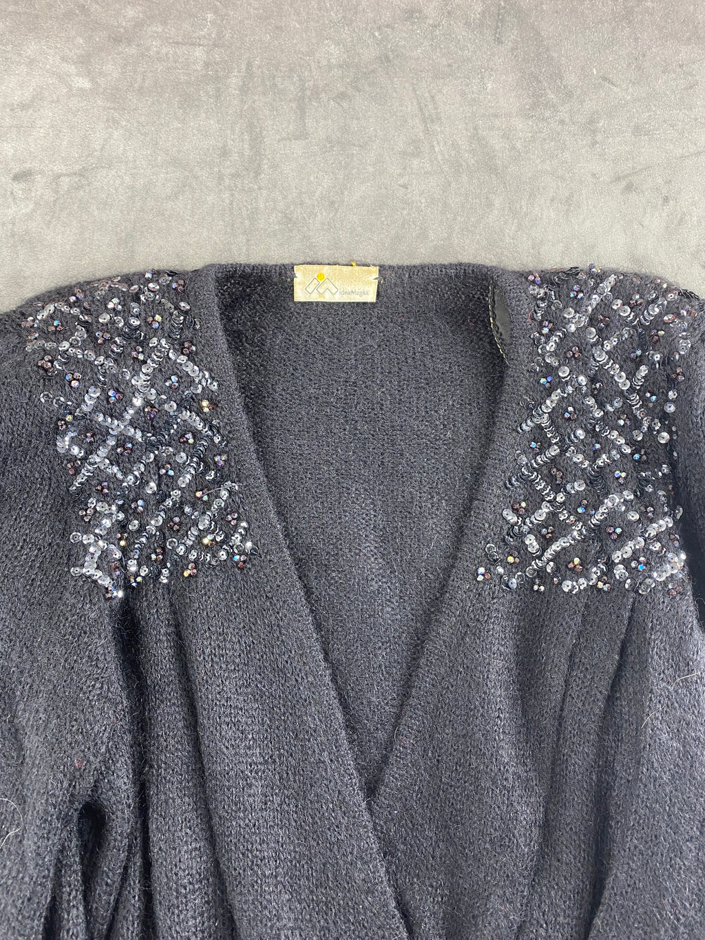 Maglione nero in mohair con paillettes vintage – Donna Taglia L (IT 44)