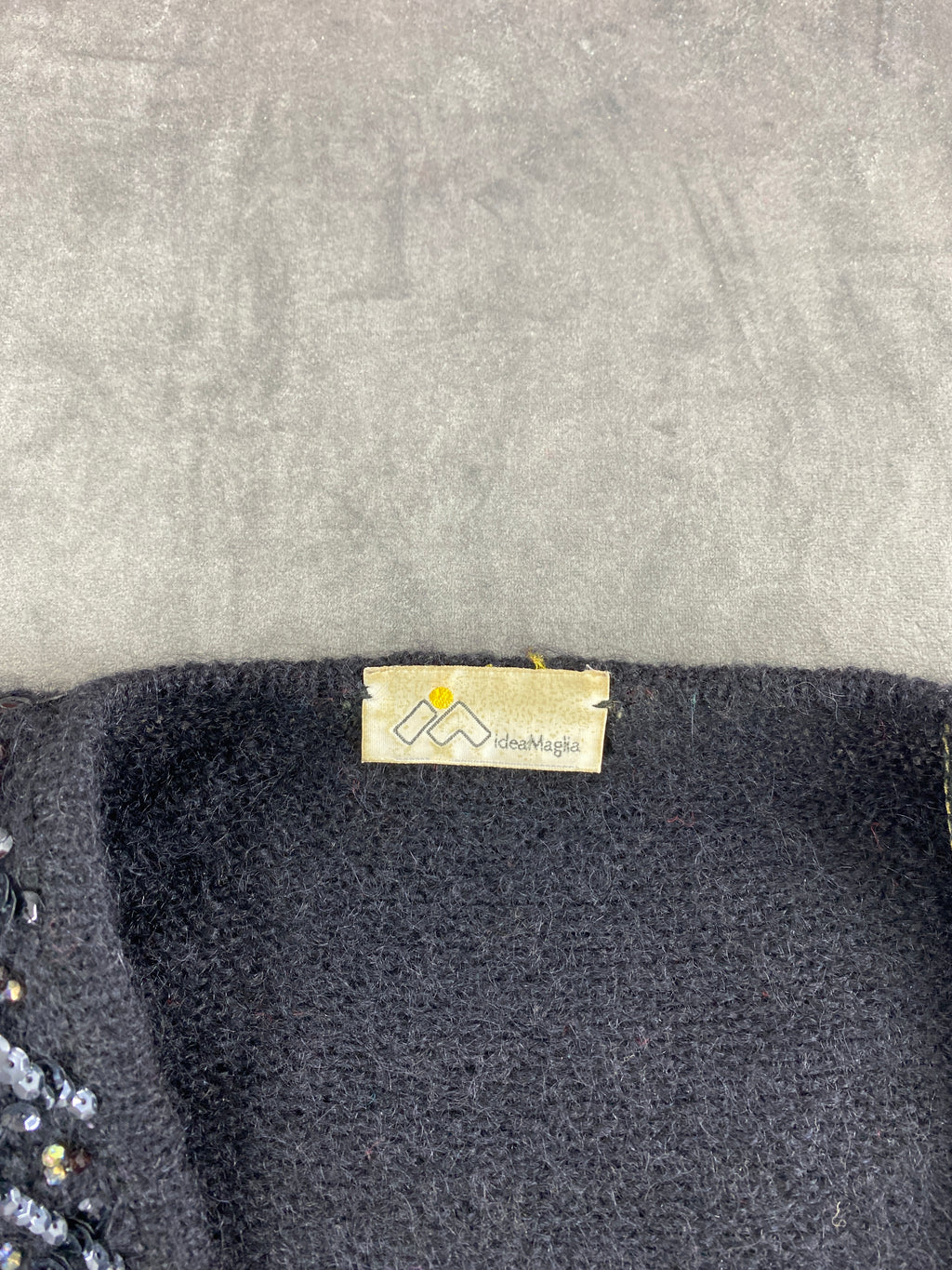 Maglione nero in mohair con paillettes vintage – Donna Taglia L (IT 44)