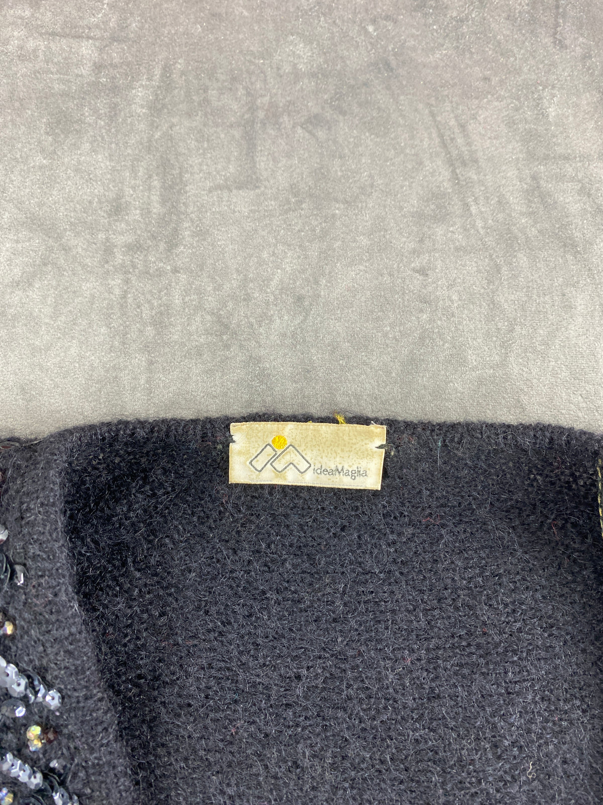 Maglione nero in mohair con paillettes vintage – Donna Taglia L (IT 44)