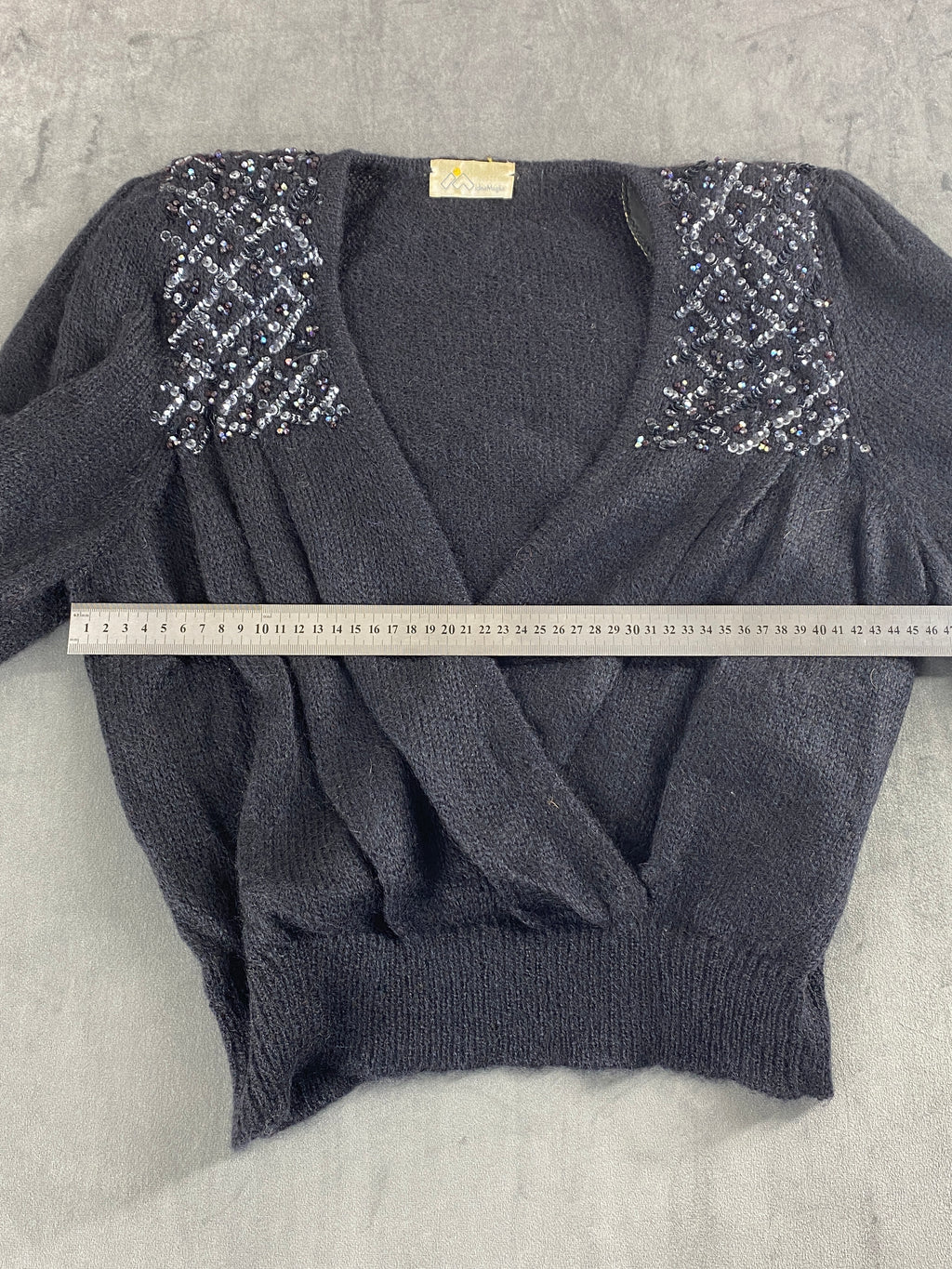 Maglione nero in mohair con paillettes vintage – Donna Taglia L (IT 44)
