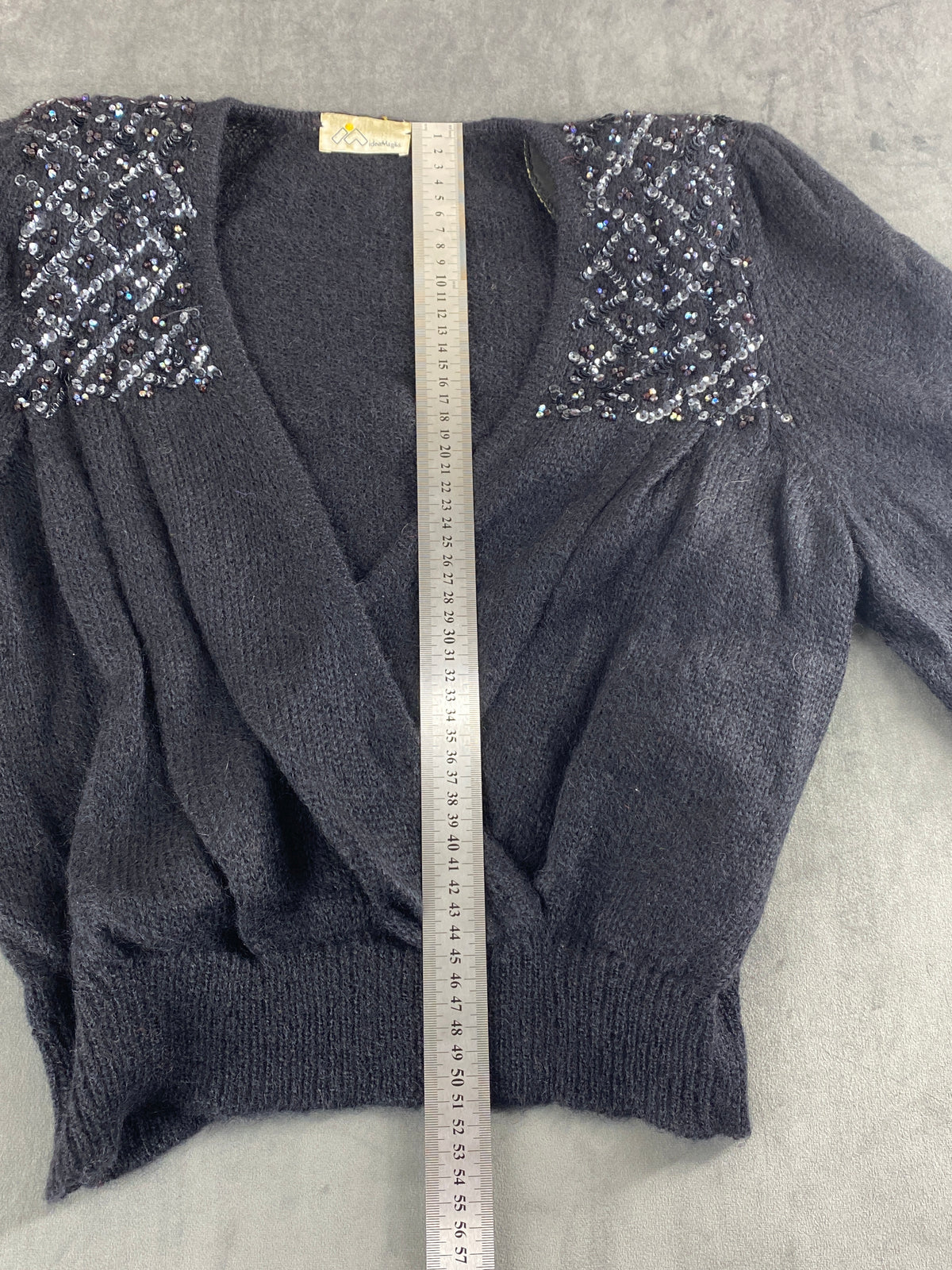 Maglione nero in mohair con paillettes vintage – Donna Taglia L (IT 44)