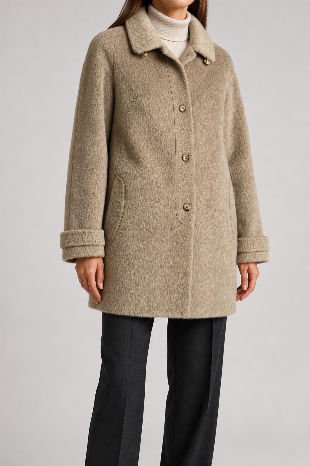 Cappotto tortora effetto pelo vintage – Donna Taglia L