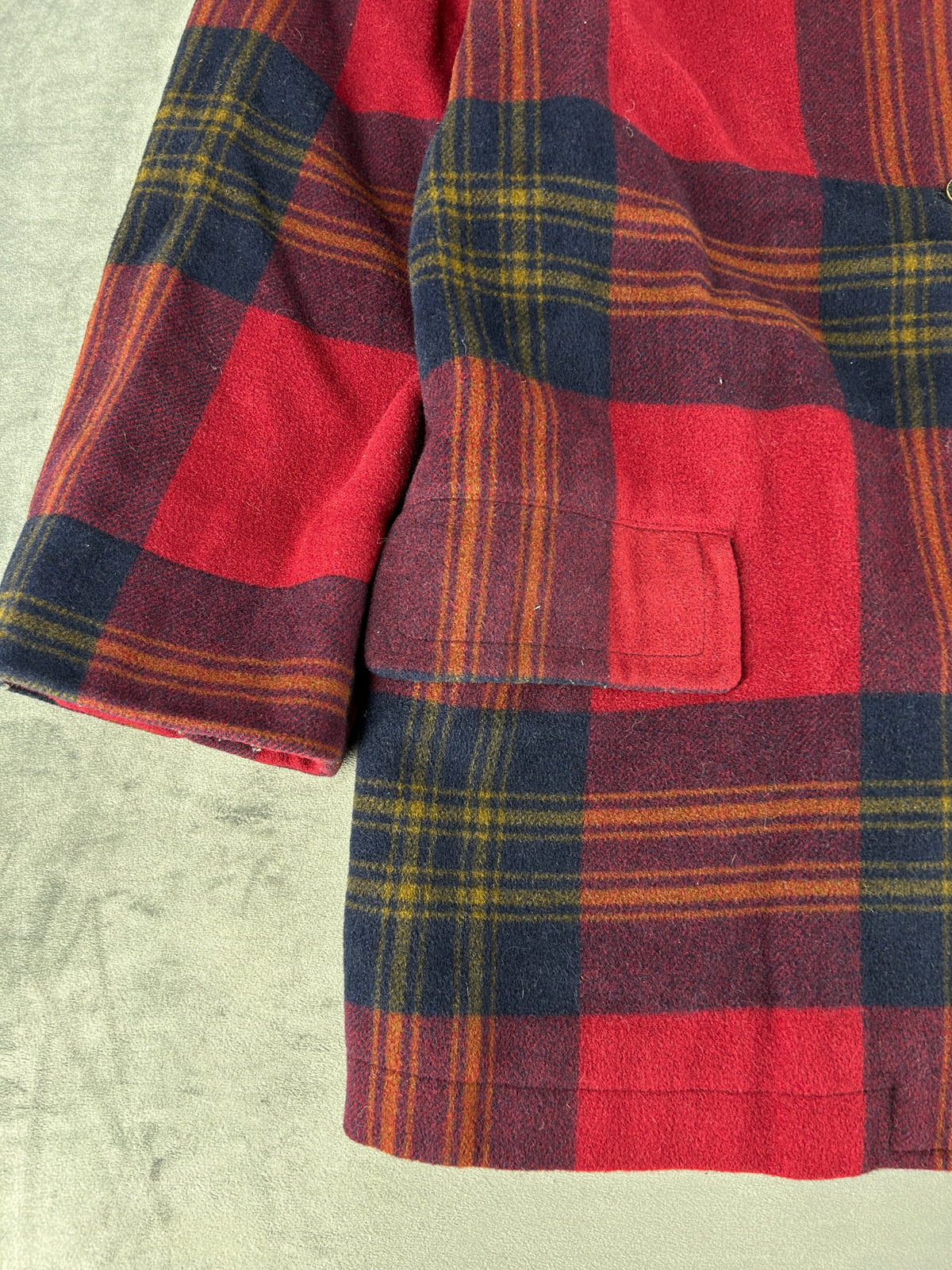 Giacca a quadri in lana rosso e blu vintage – Donna Taglia L