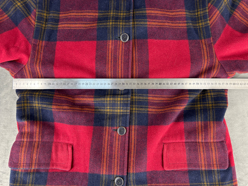 Giacca a quadri in lana rosso e blu vintage – Donna Taglia L